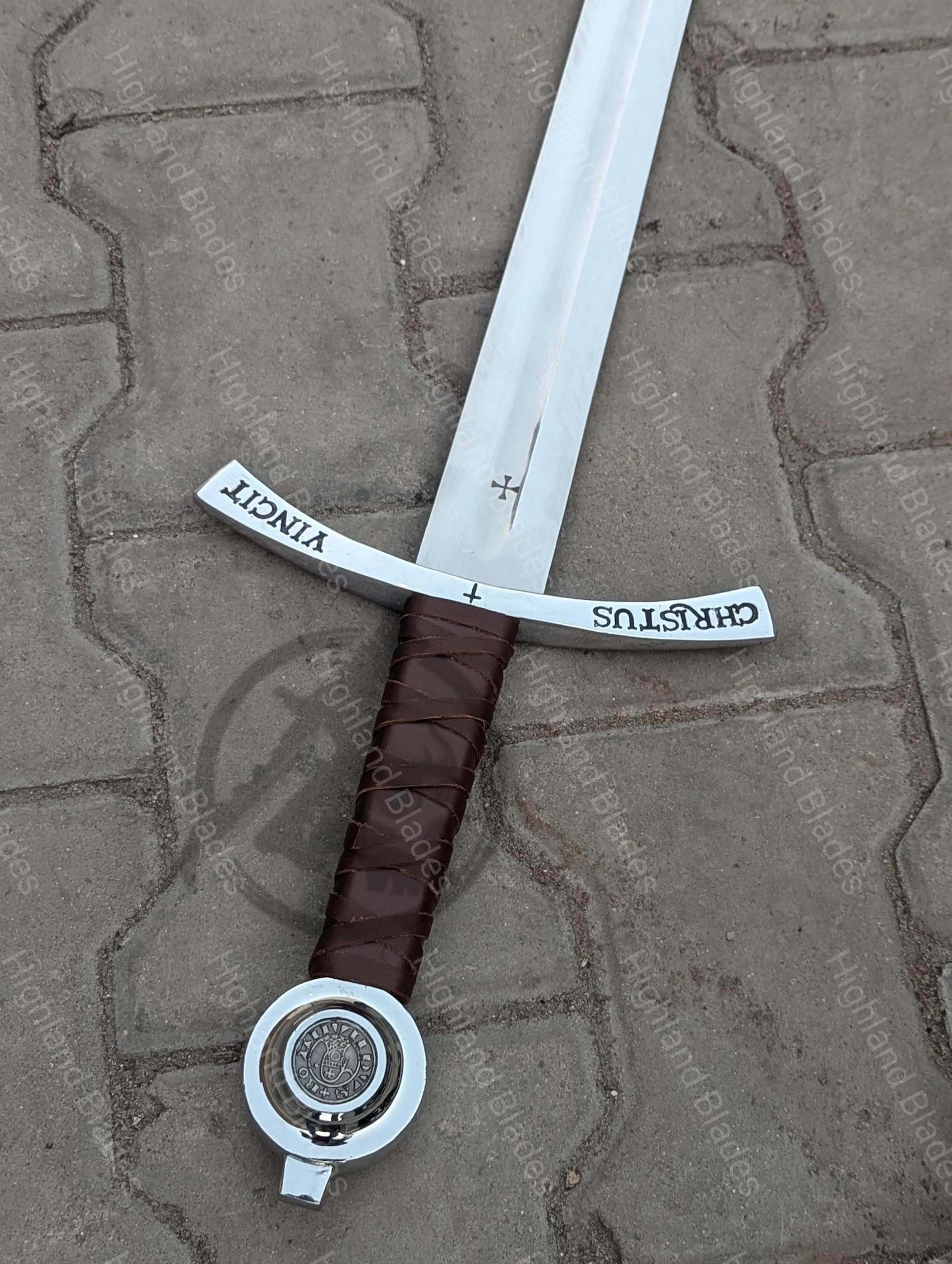 Faithkeeper Knight Sword 36 Polished Stainless Steel Collectible With Leather Scabbard Ideal 9