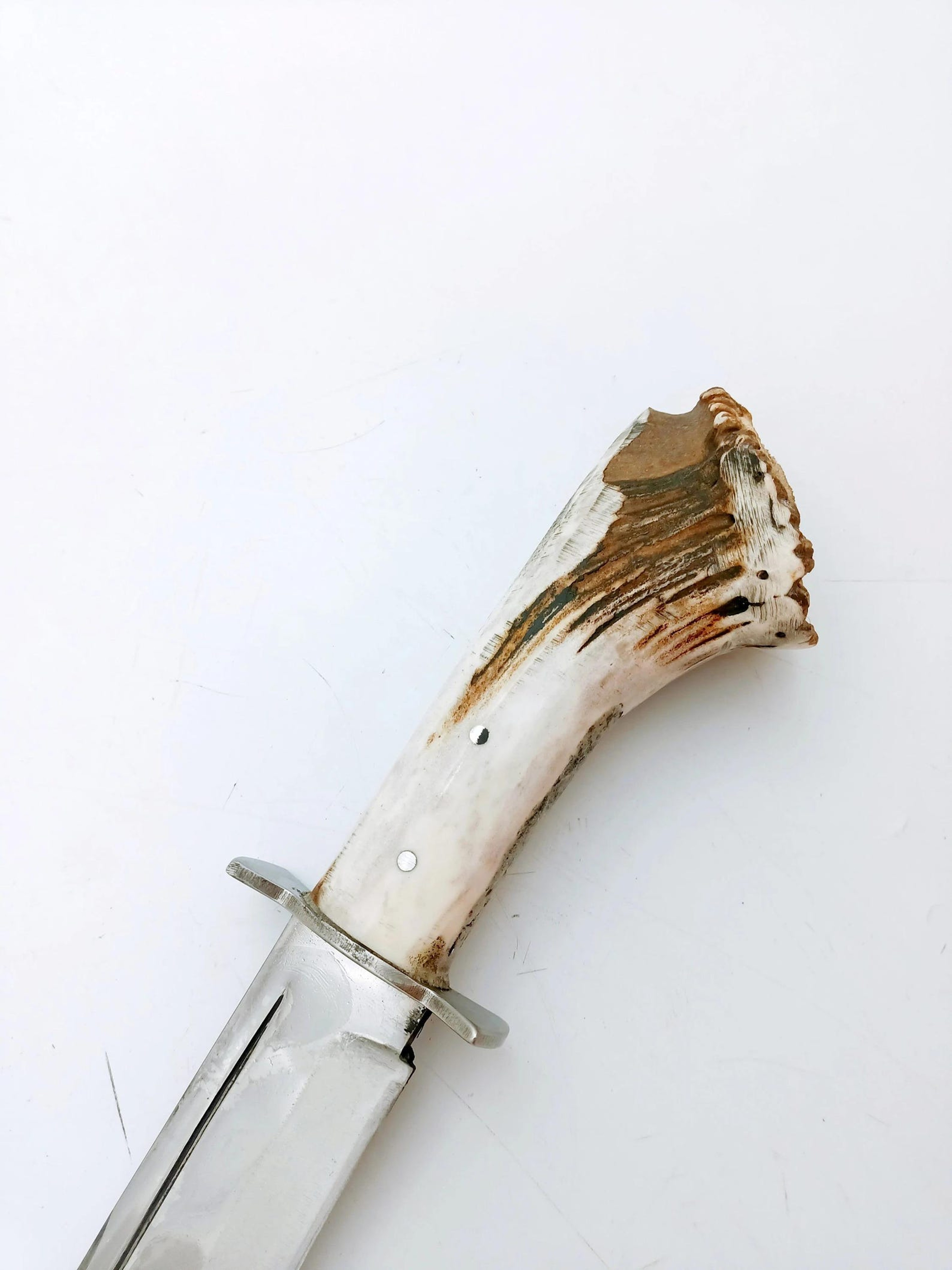Handmade Deer Antler Handle Bushcraft Knife With Customizable Name Or Logo For Mens Full Tang Blade