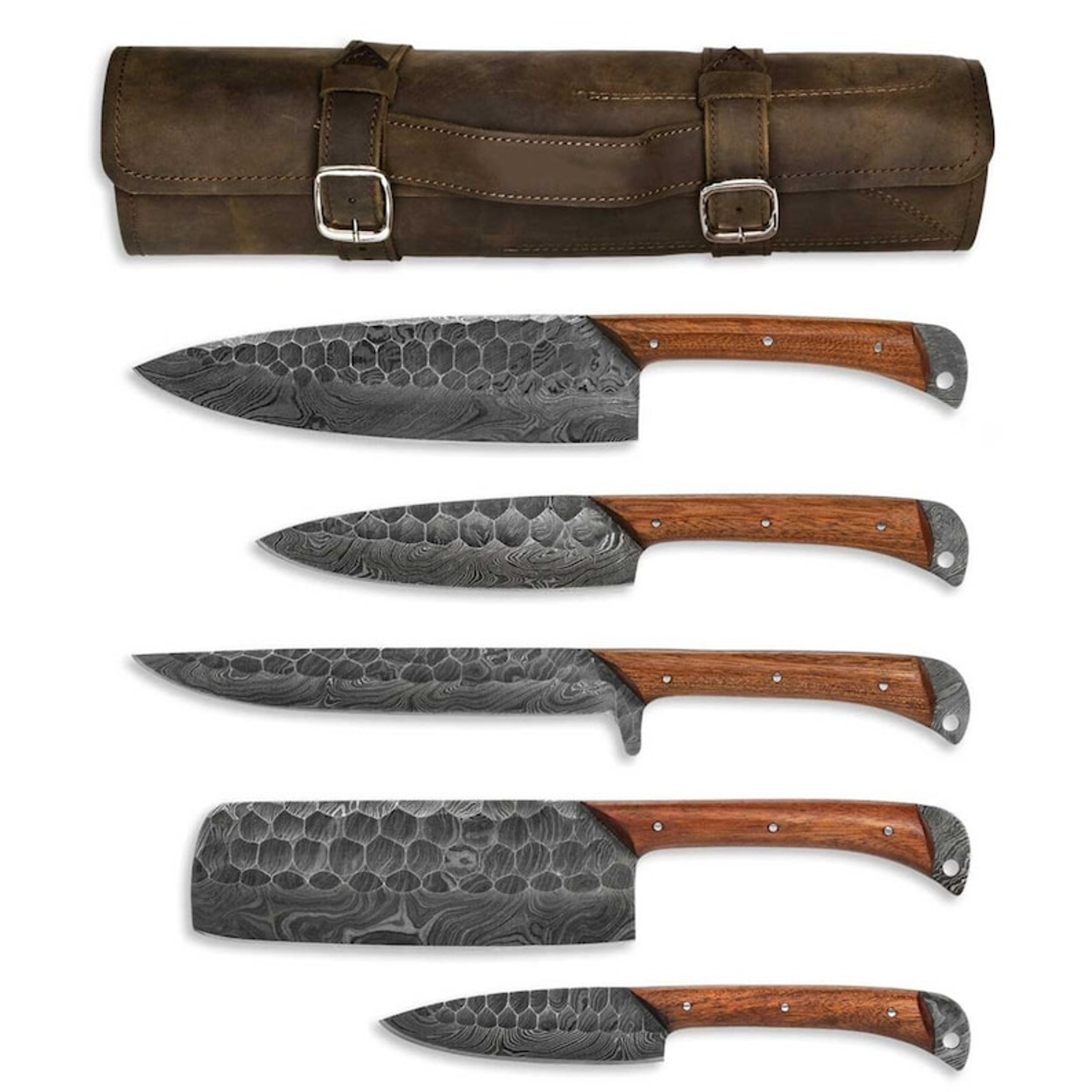 Damascus Steel Chef Set Hand Forged Damascus Chef Set Damascus Chef Knife Kitchen Knife Handmade Da 3
