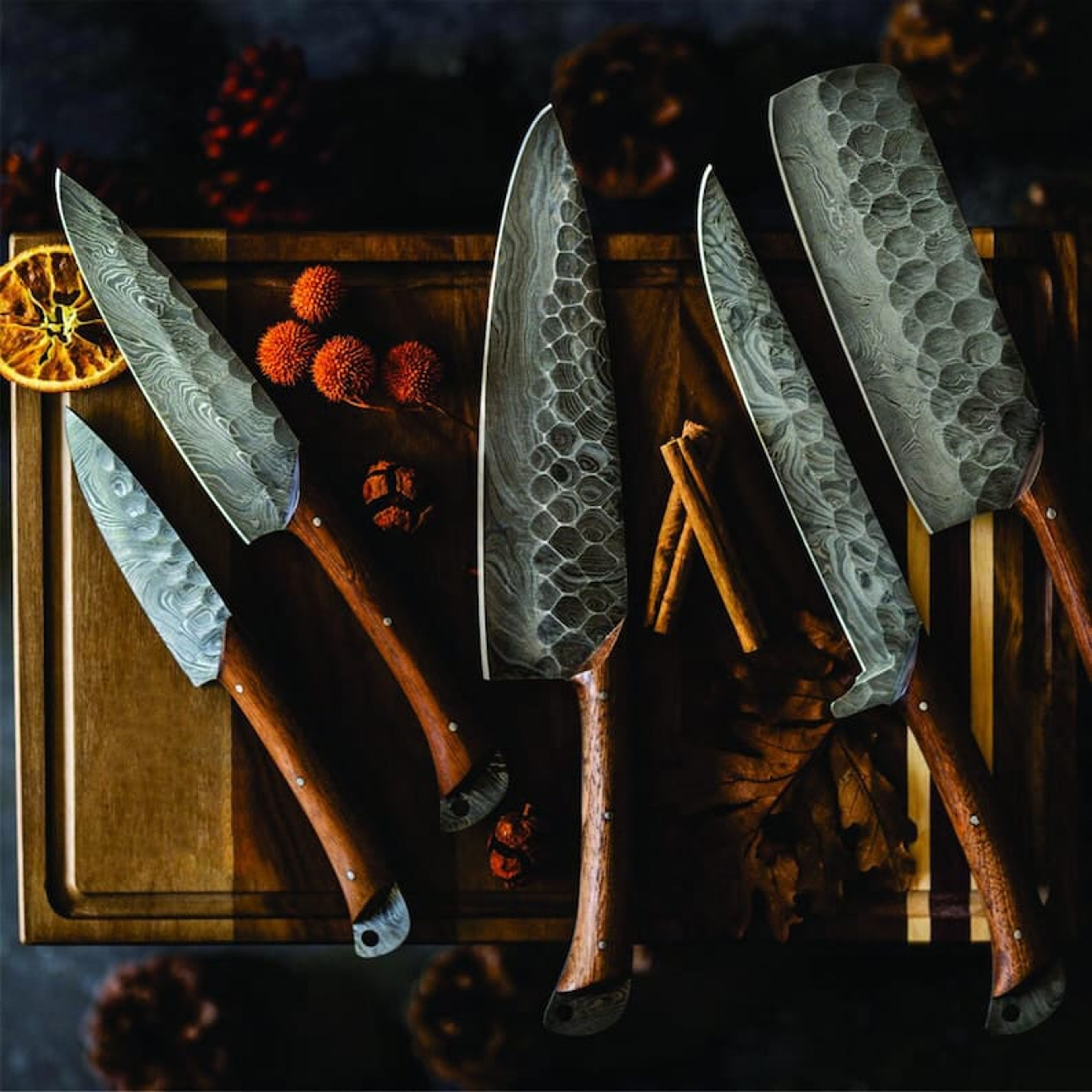 Damascus Steel Chef Set Hand Forged Damascus Chef Set Damascus Chef Knife Kitchen Knife Handmade Da 0