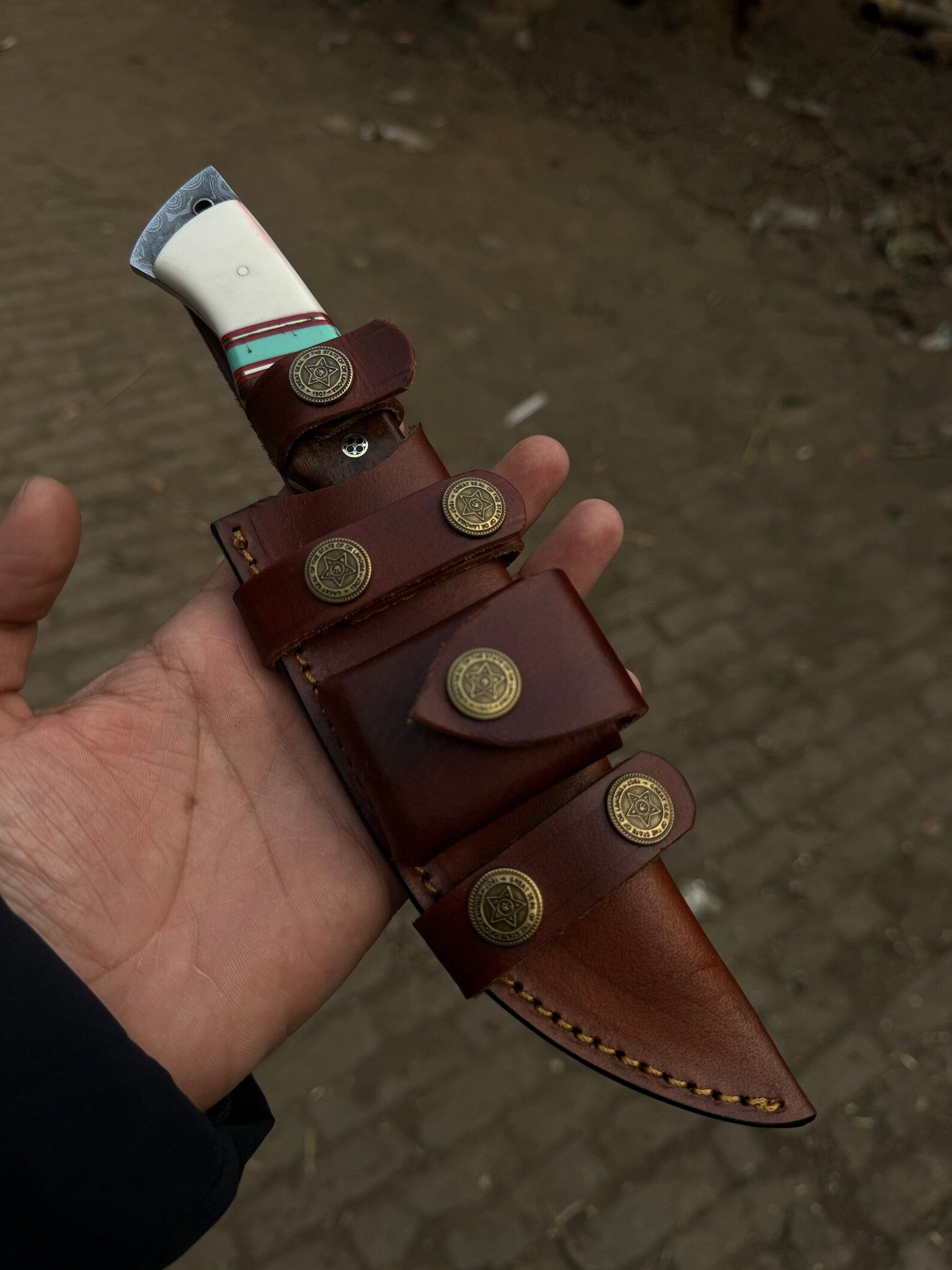 Handmade Bearing Steel Hunting Knife With Resin Rosewood Handle Full Tang Fixed Blade Knife Cus 2