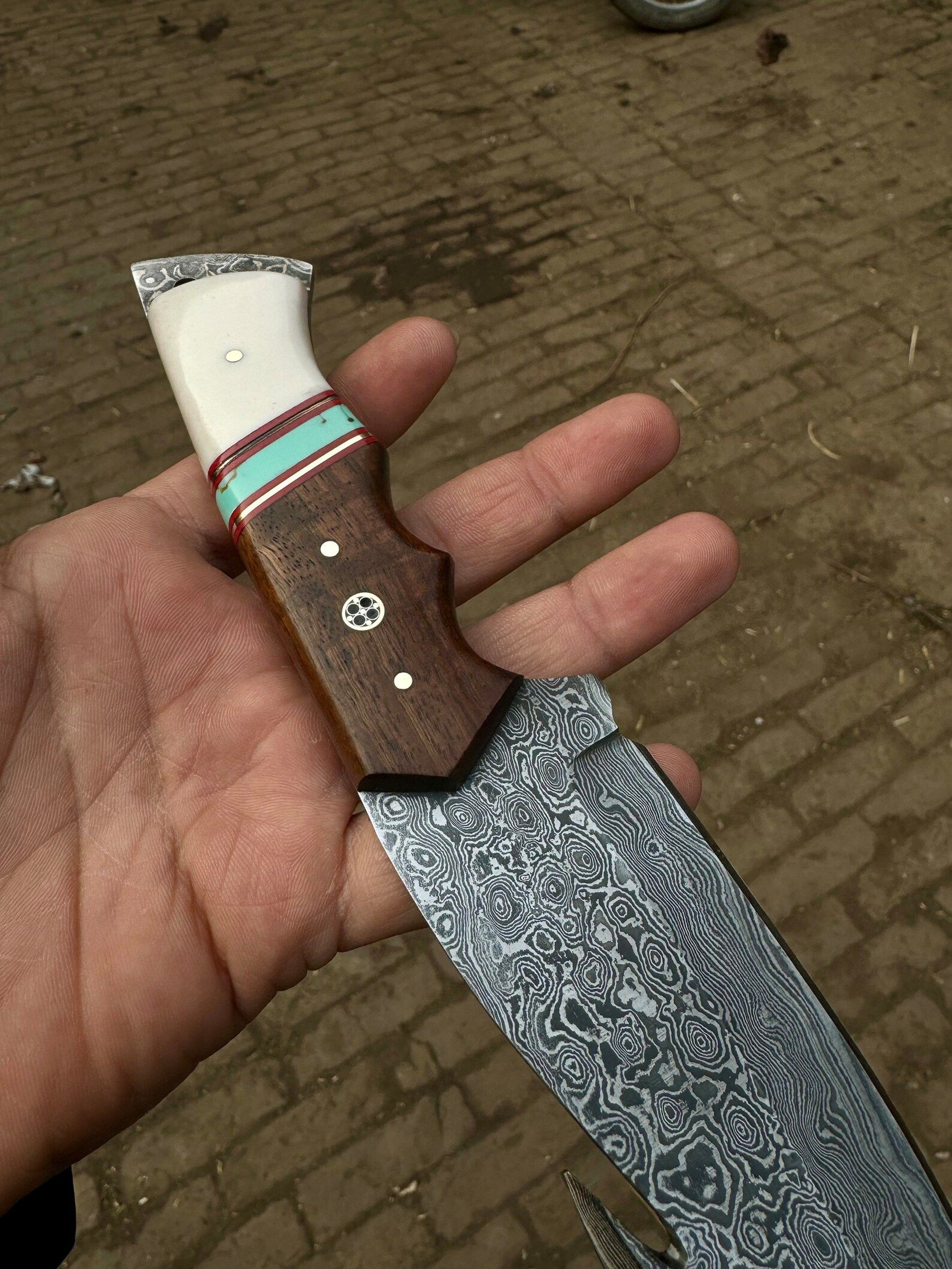 Handmade Bearing Steel Hunting Knife With Resin Rosewood Handle Full Tang Fixed Blade Knife Cus 6