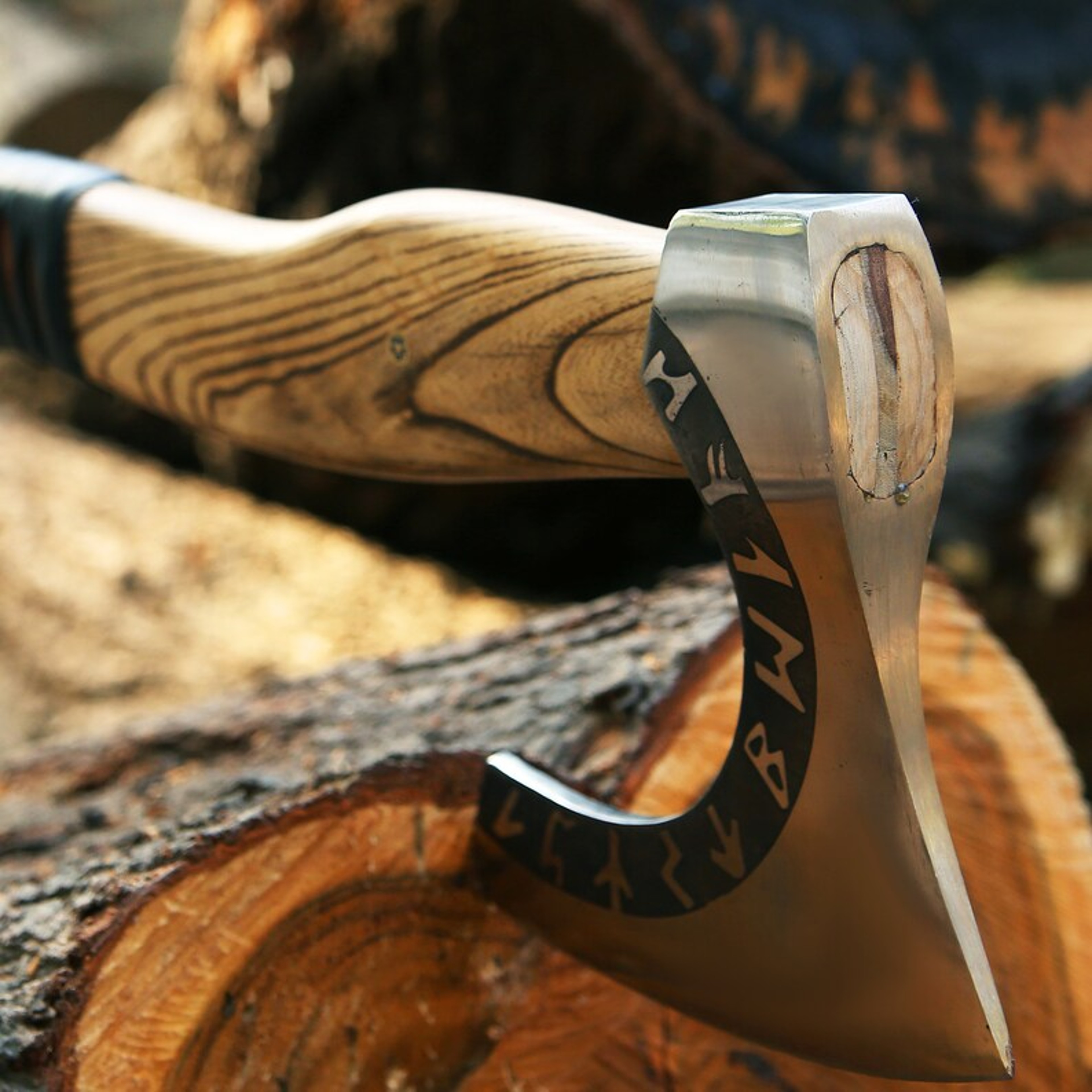 Custom Gift Carbon Steel Forest Viking Axe With Ash Wood Shaft Viking Bearded Camping Axe Christmas 5