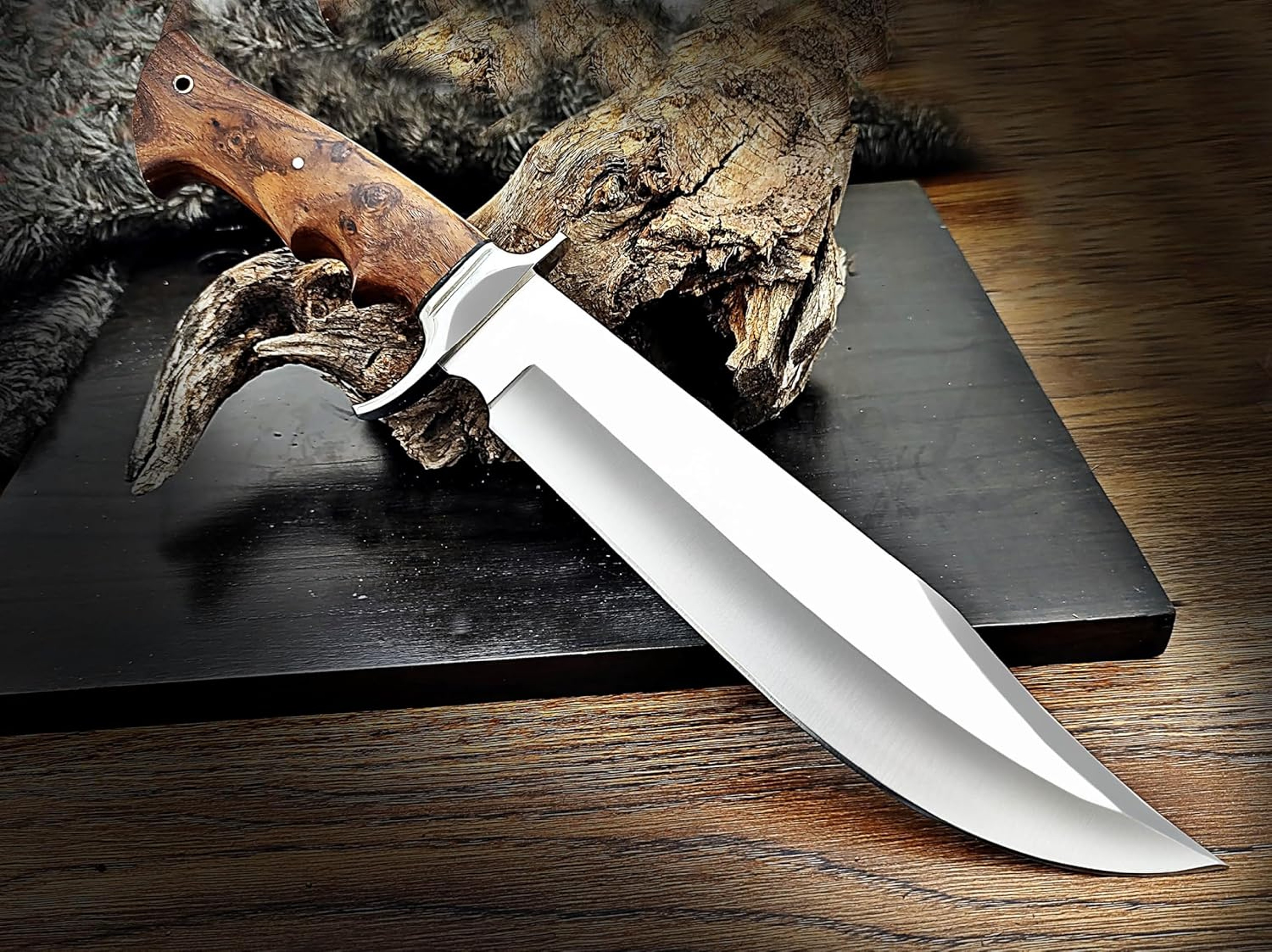15 Inches Full Tang Handmade Bowie Knife Fixed Blade Hunting Knife Skinning Knife Camping Knife Bus 4