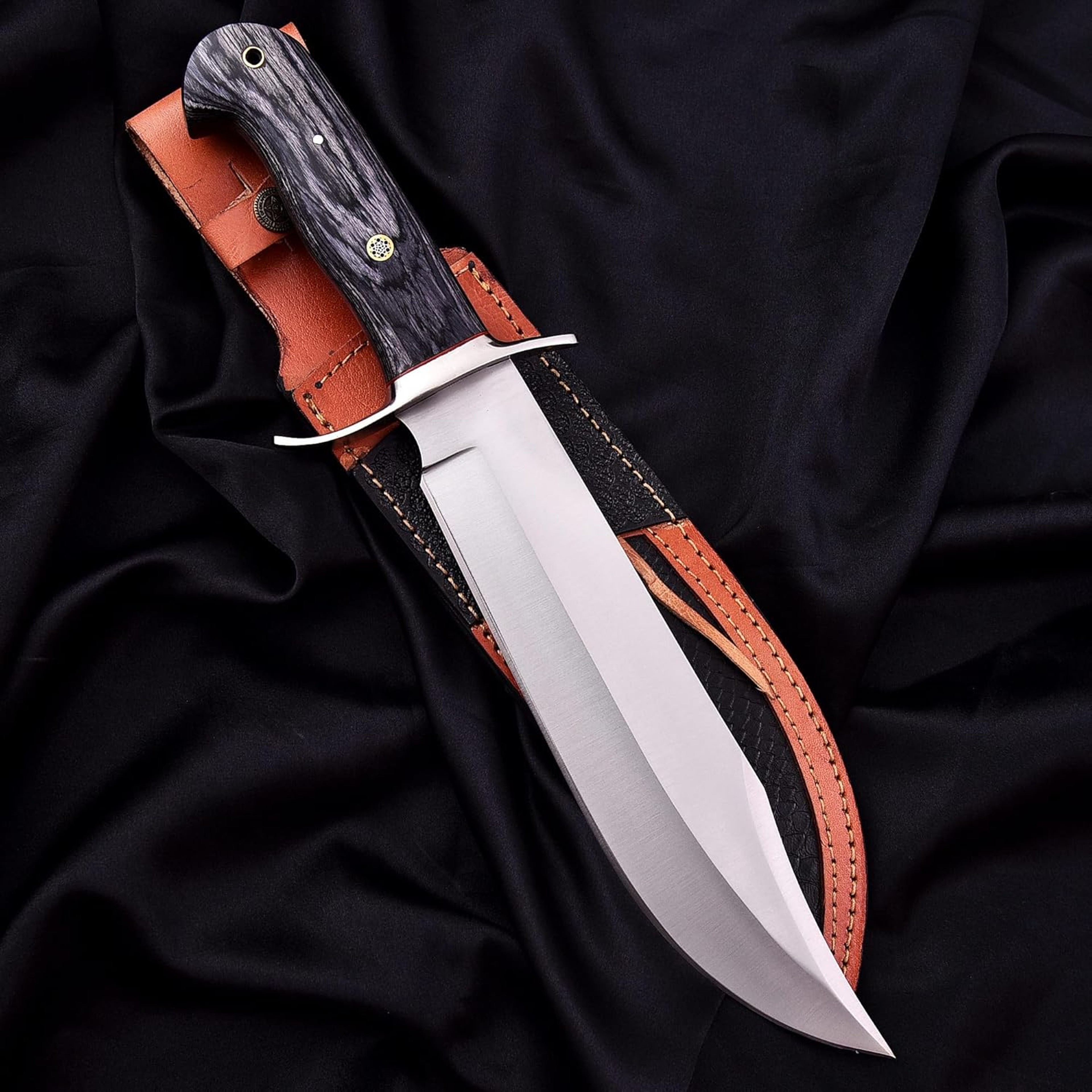 Handmade D2 Steel Bowie Knife 15 Inch Full Tang Fixed Blade Knife With Sheath  Hunting Knife With W 3