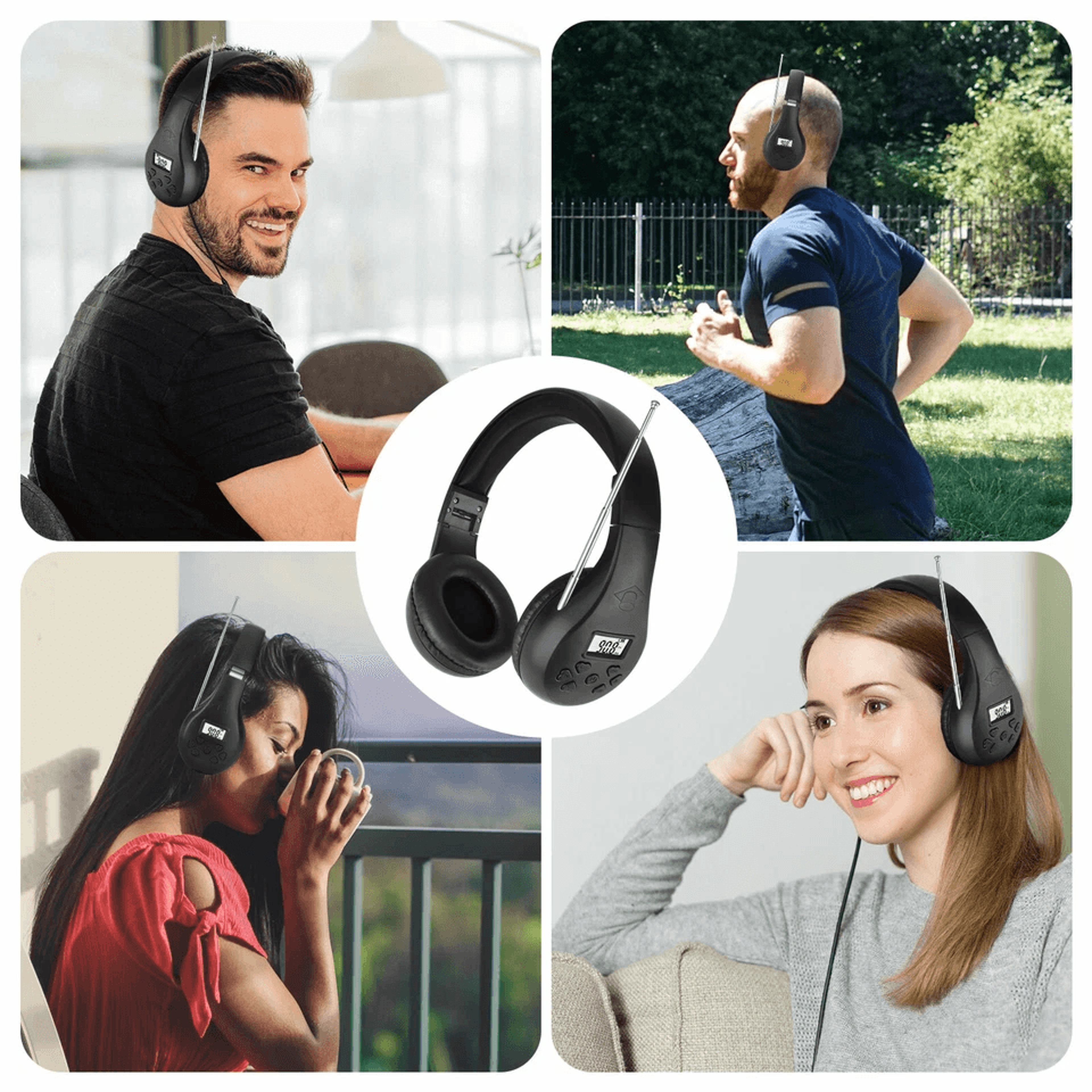 Foldable FM Radio Headphones With Stereo Bass Sound Portable Reception Headset With Noise Reduction 6