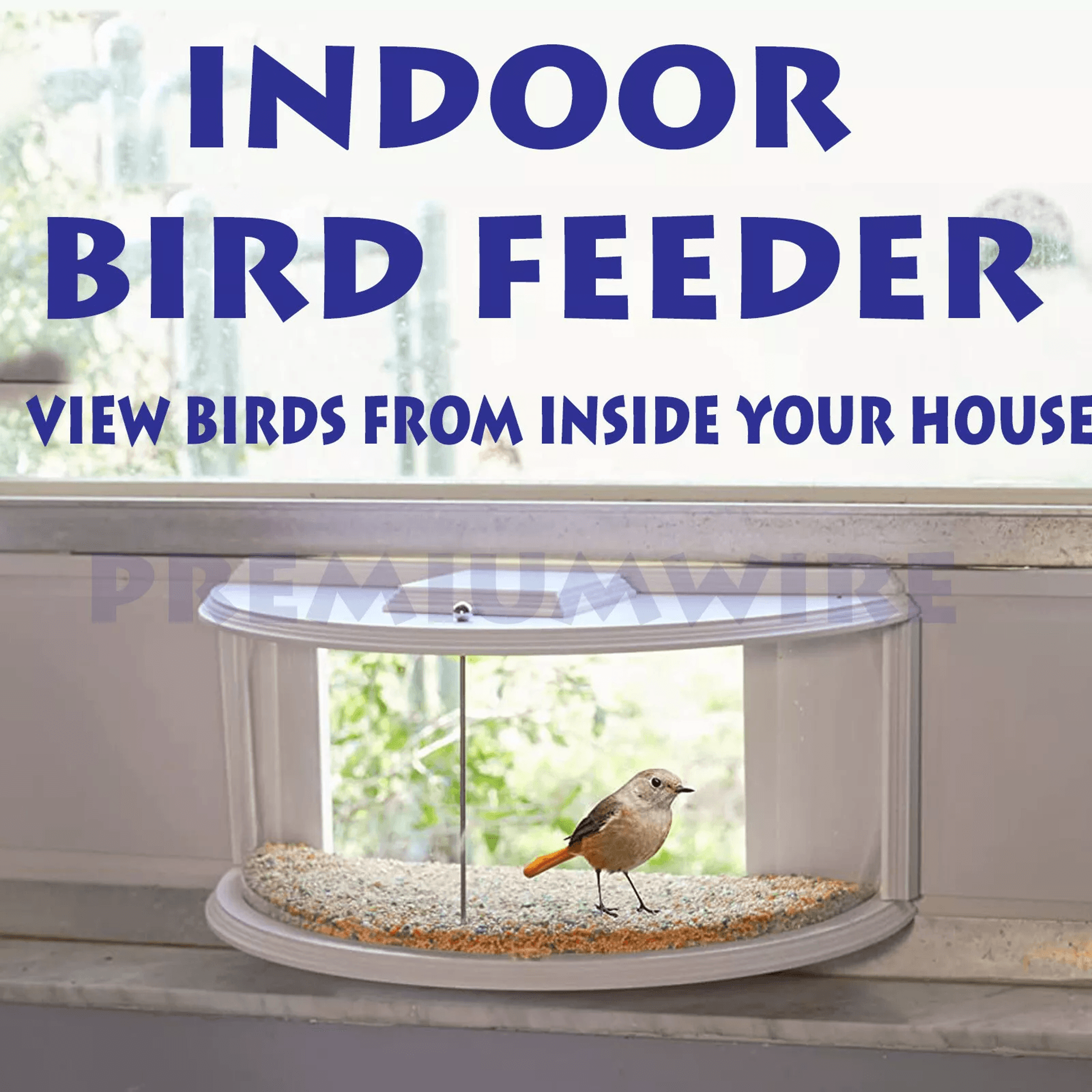 Clear View Window Bird Feeder 180 Indoor Viewing Easy Refill Durable PVC Design 0
