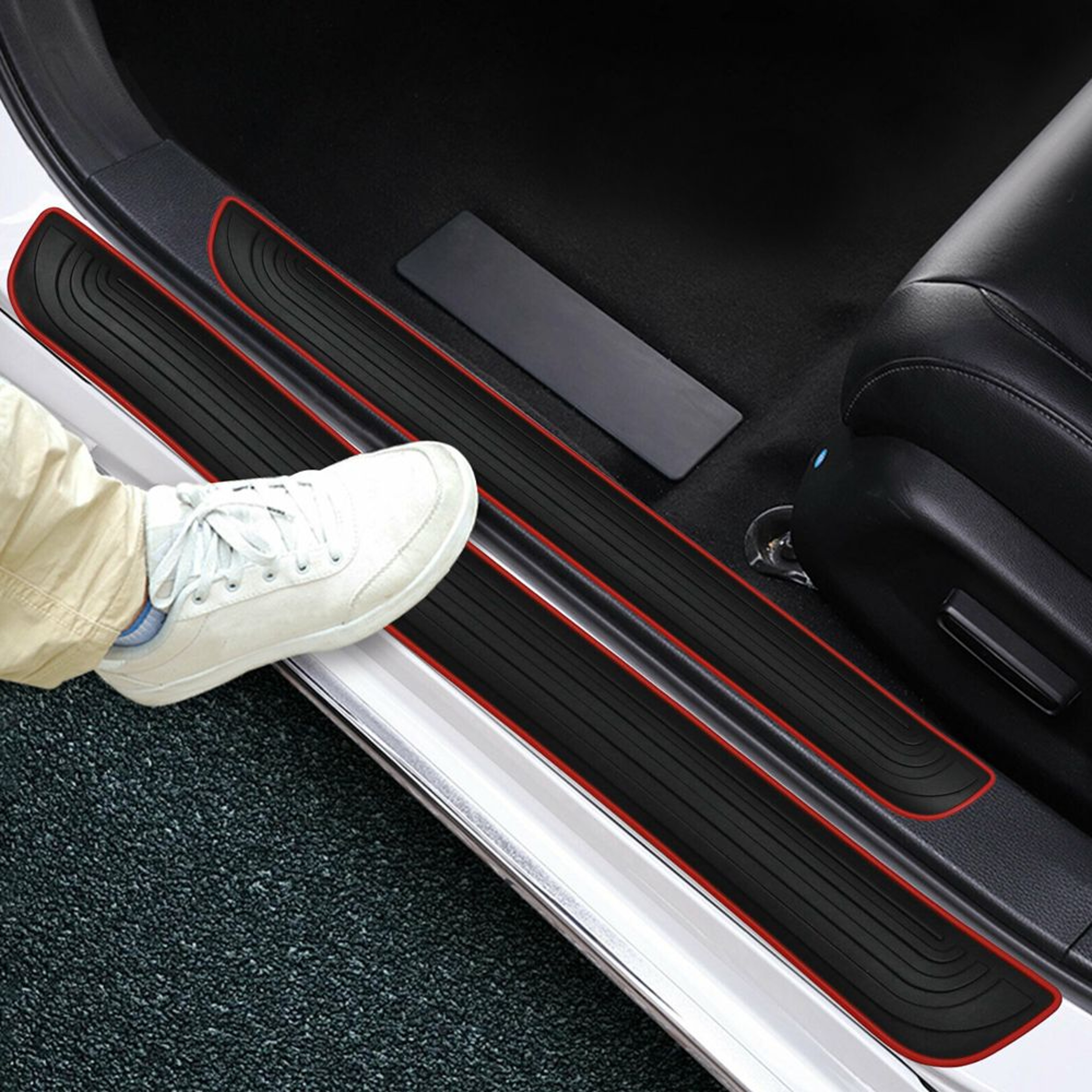4pcs Rubber Car Door Sill Scuff Covers Black Door Panel Guards Protector Trim Anti Scratch Exterior 0