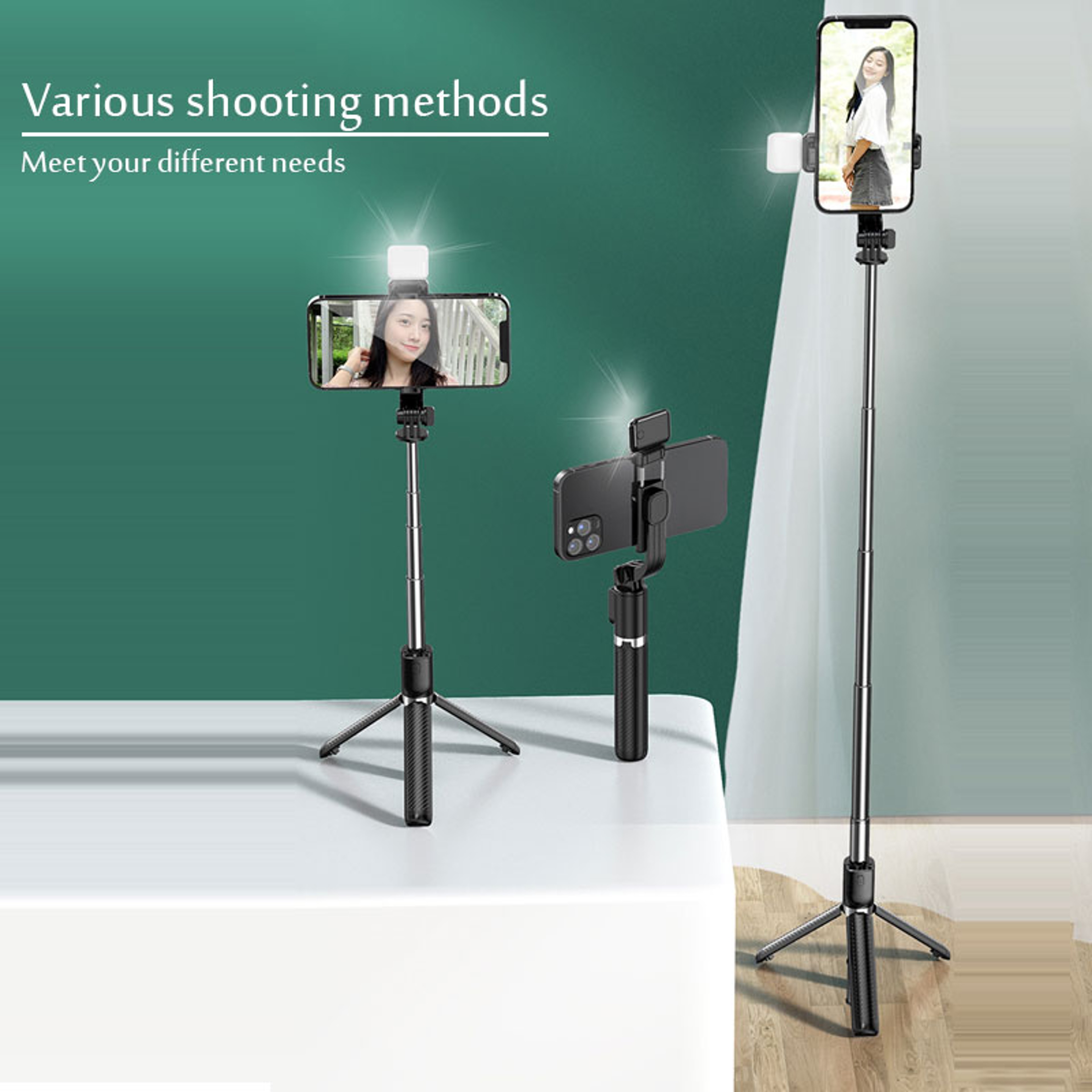 Portable Bluetooth Selfie Stick with Tripod, Retractable Multifunctional Phone Holder & Wireless Remote Shutter – view 6