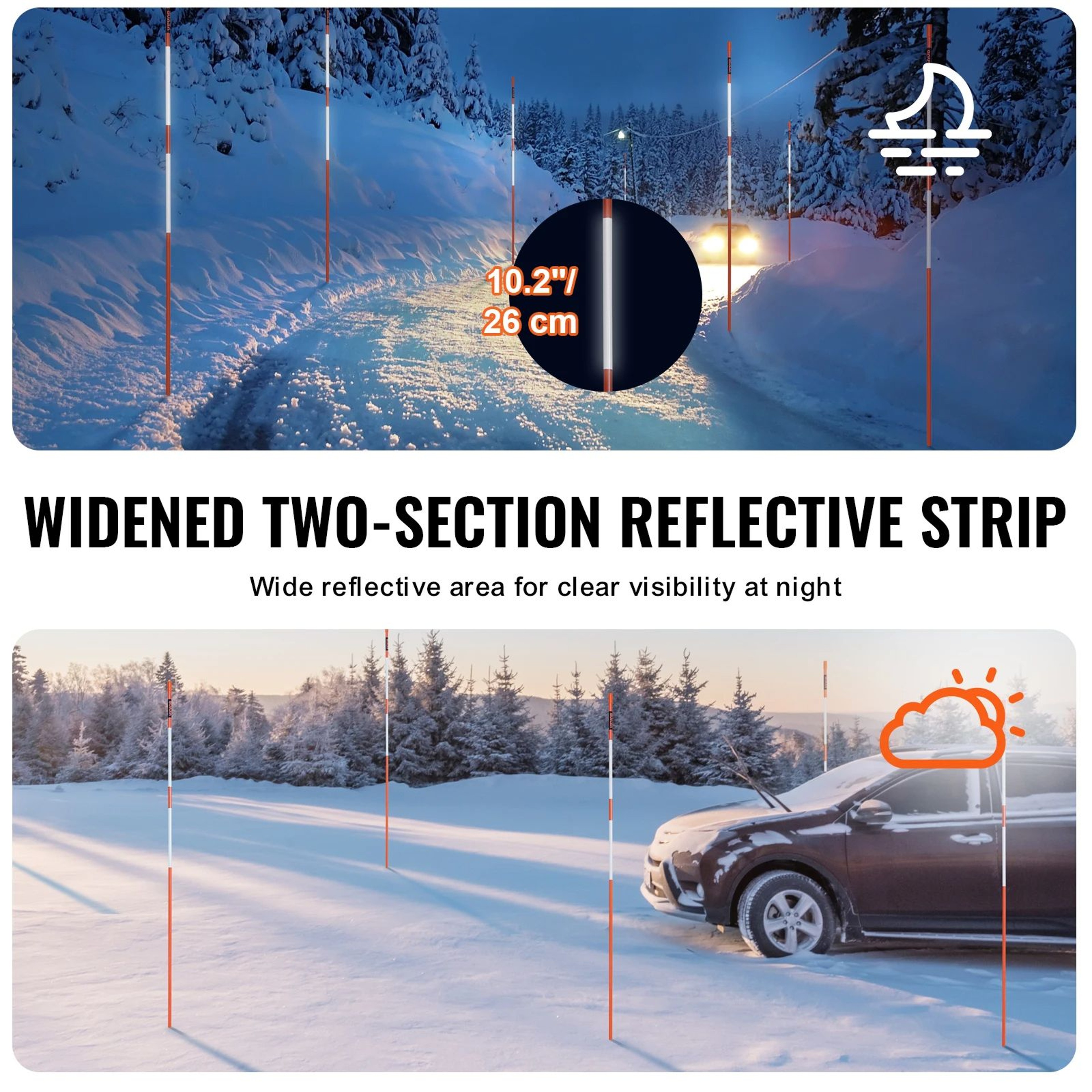 Fiberglass Driveway Markers Diameter Fiberglass Poles Snow Stakes With Reflective Tape 5