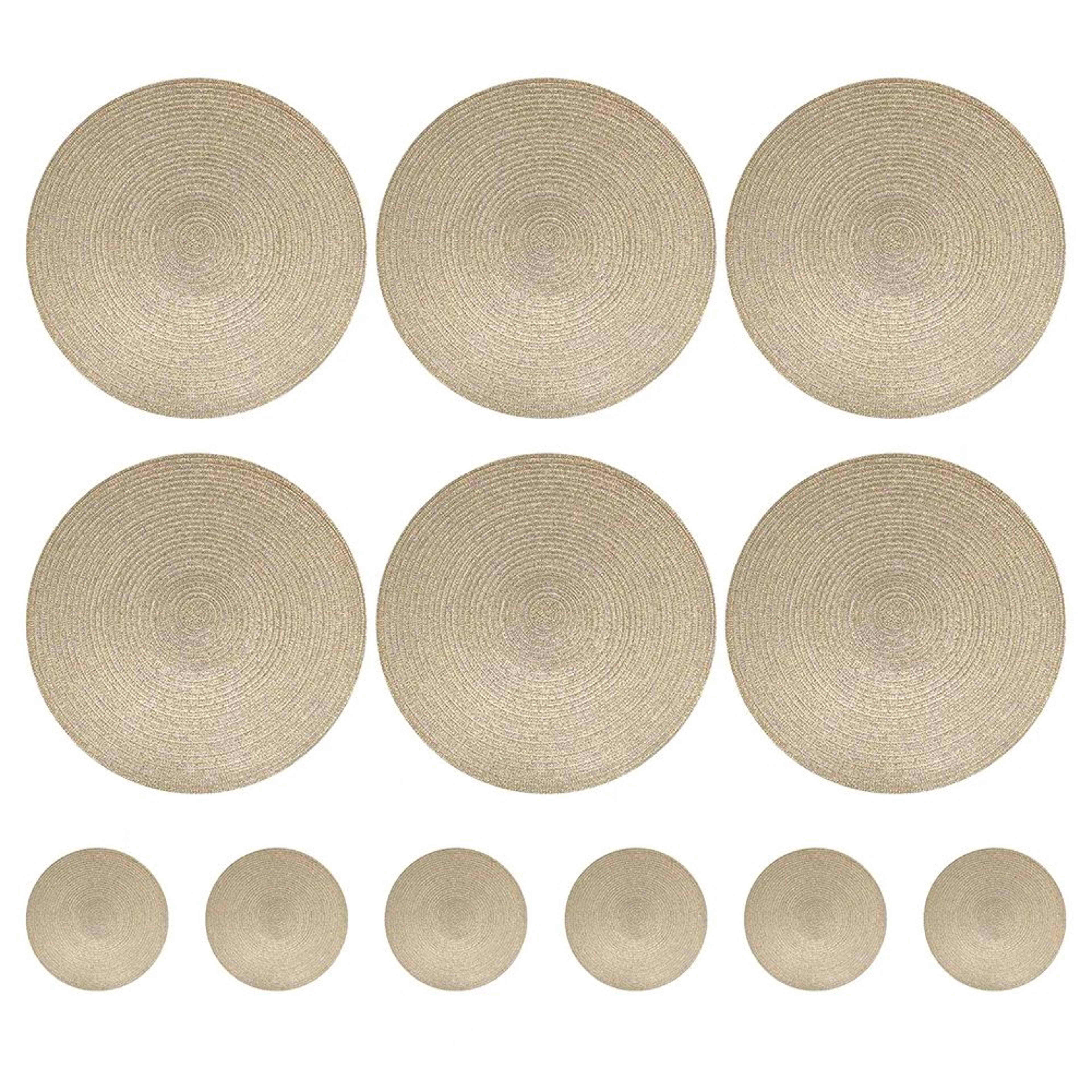 Set Of 6 Round Placemats And Coasters Braided Woven Table Mats Washable Heat Resistant For Dining K 6