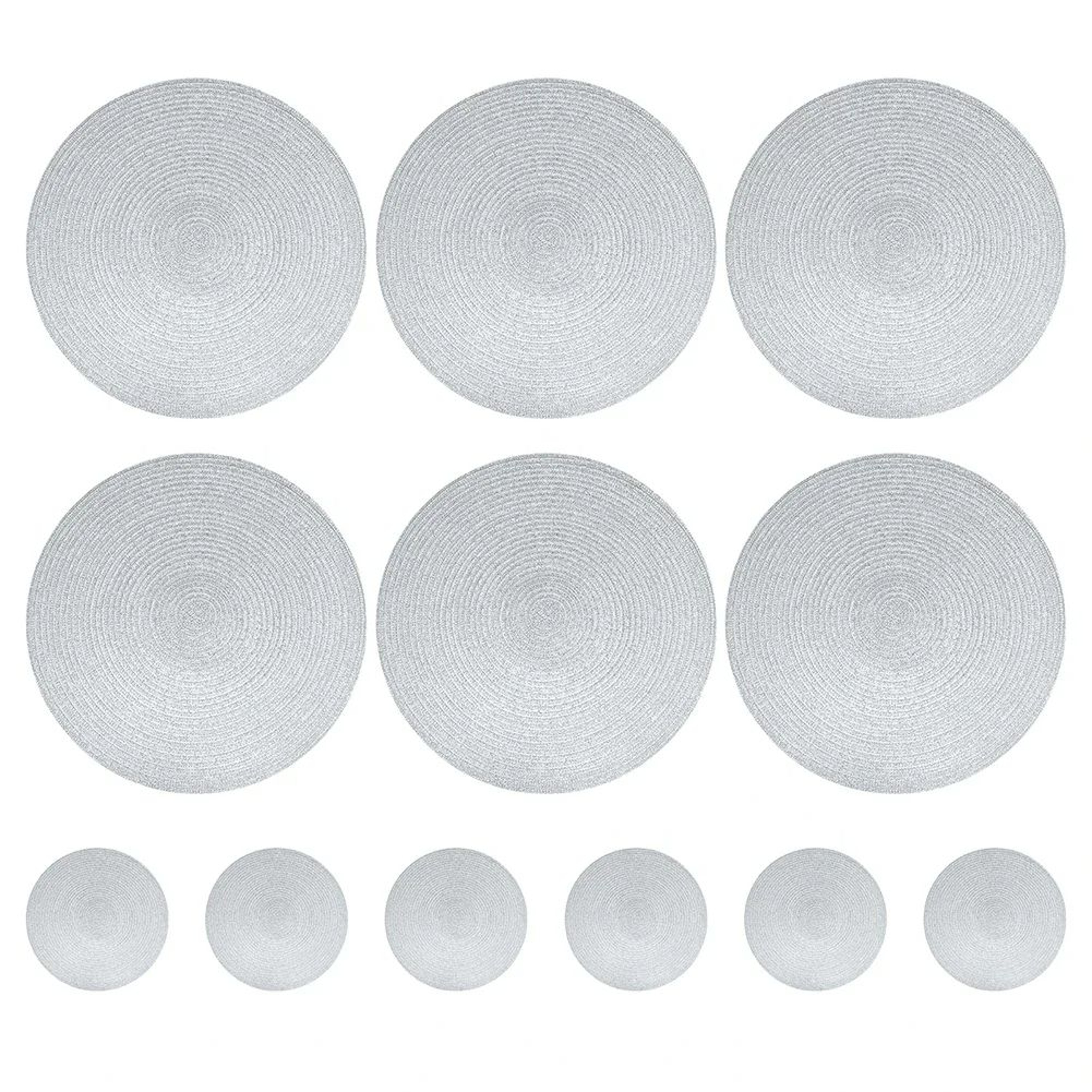 Set Of 6 Round Placemats And Coasters Braided Woven Table Mats Washable Heat Resistant For Dining K 7