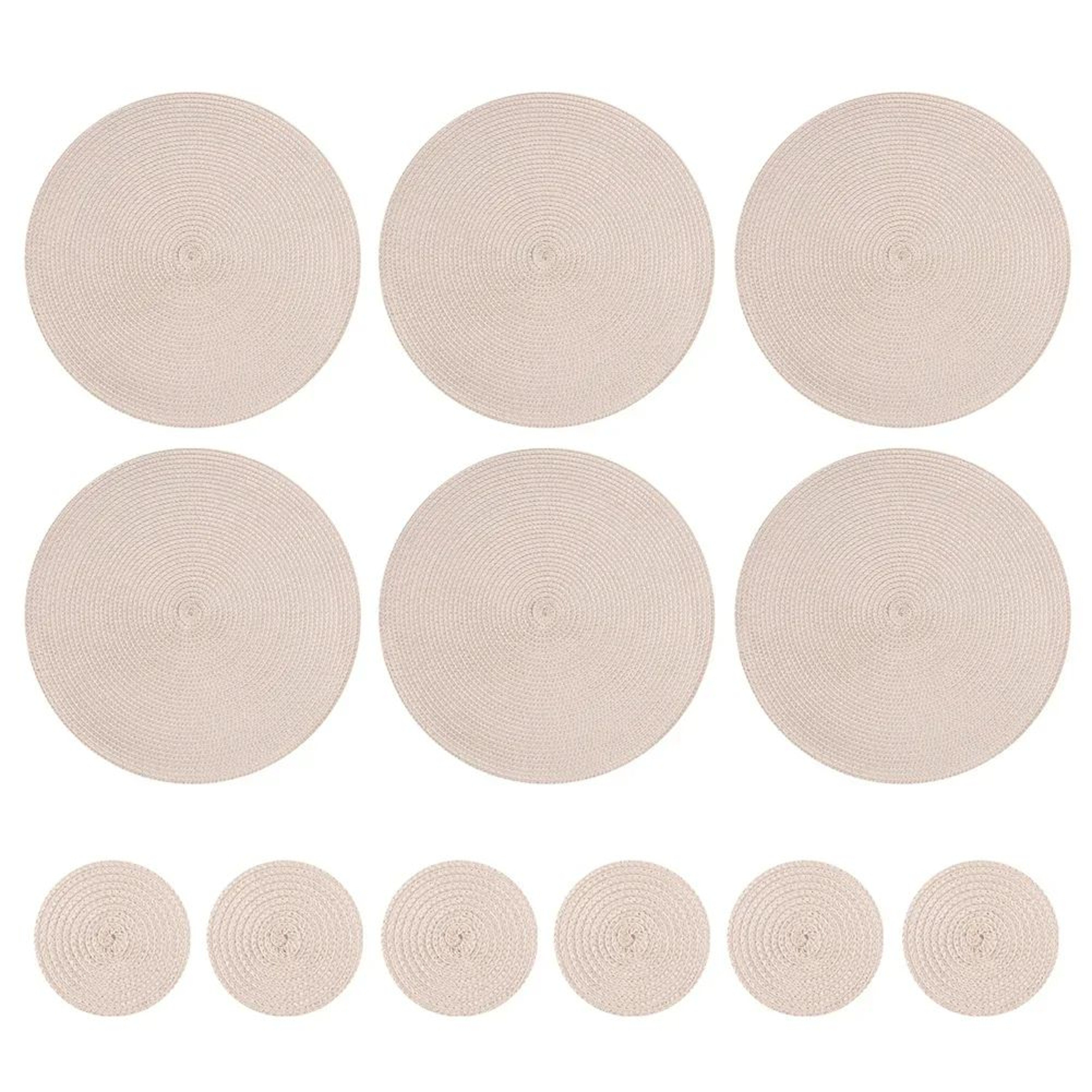 Set Of 6 Round Placemats And Coasters Braided Woven Table Mats Washable Heat Resistant For Dining K 9