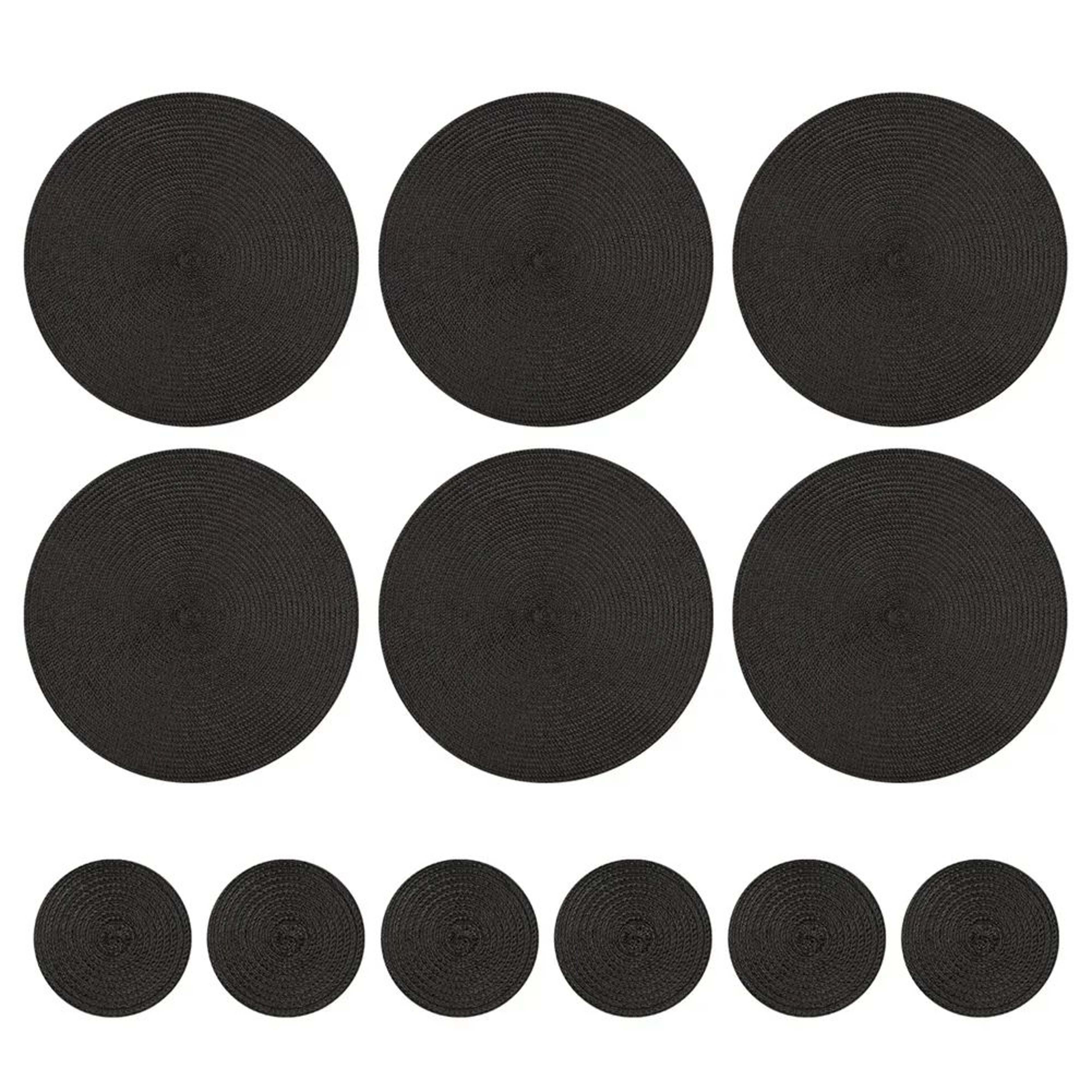 Set Of 6 Round Placemats And Coasters Braided Woven Table Mats Washable Heat Resistant For Dining K 10