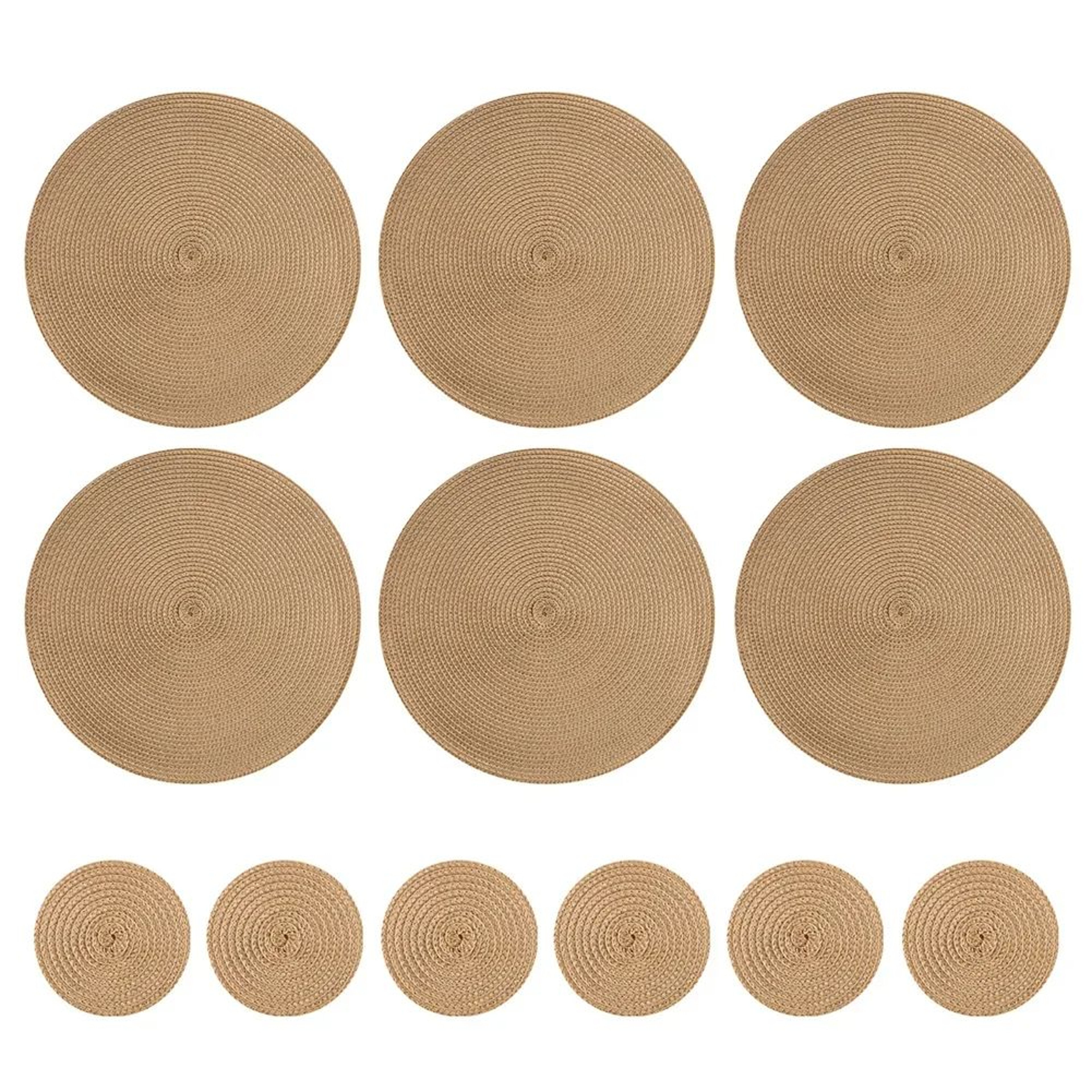 Set Of 6 Round Placemats And Coasters Braided Woven Table Mats Washable Heat Resistant For Dining K 11