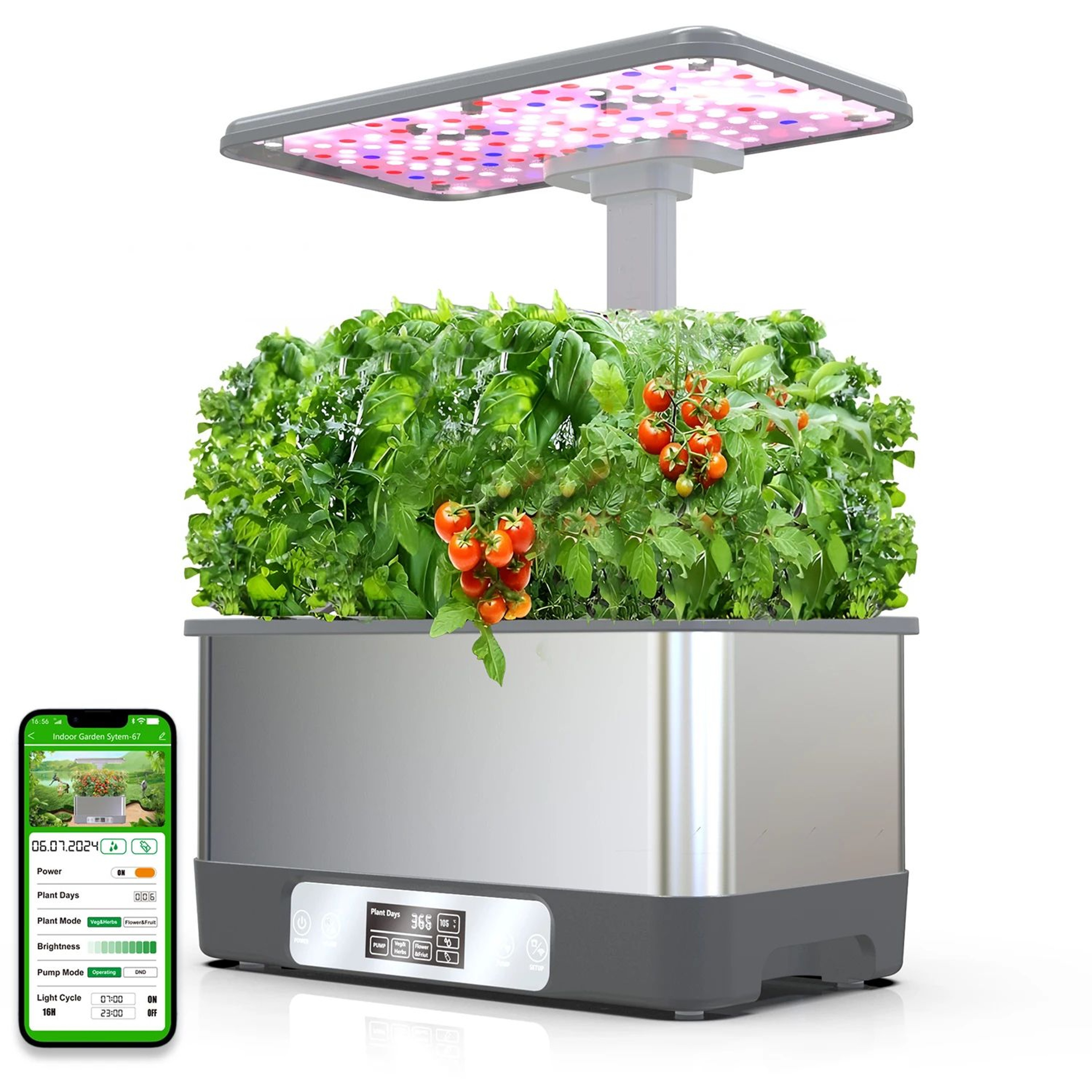 WiFi Indoor Garden Hydroponics Growing System Kit Soilless Planting Gardening Box Featuring LED Gro 0