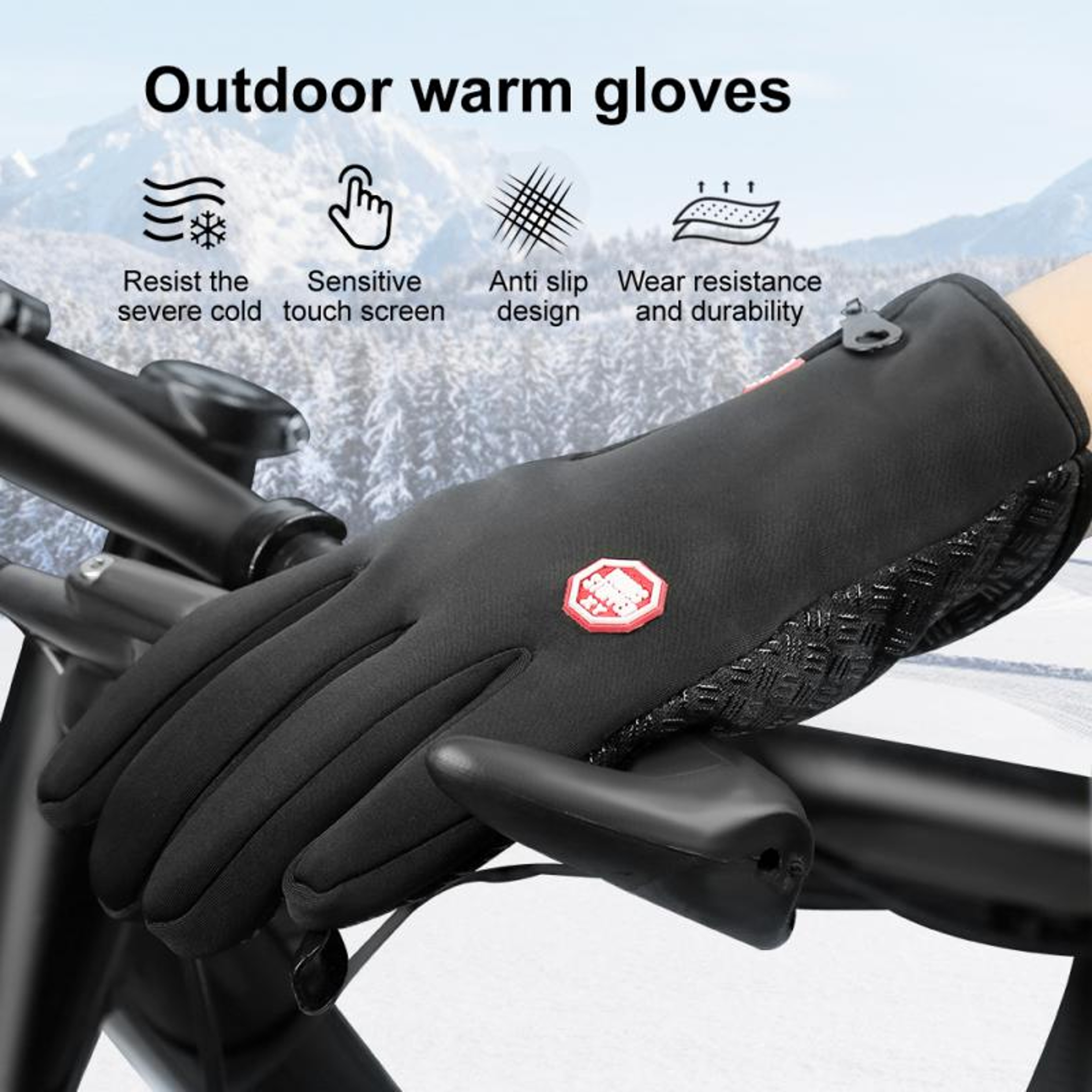 Winter Gloves for Men Waterproof Windproof Cold Weather Gloves Touchscreen Zipper Gloves for Snowboard Motorcycle – view 2