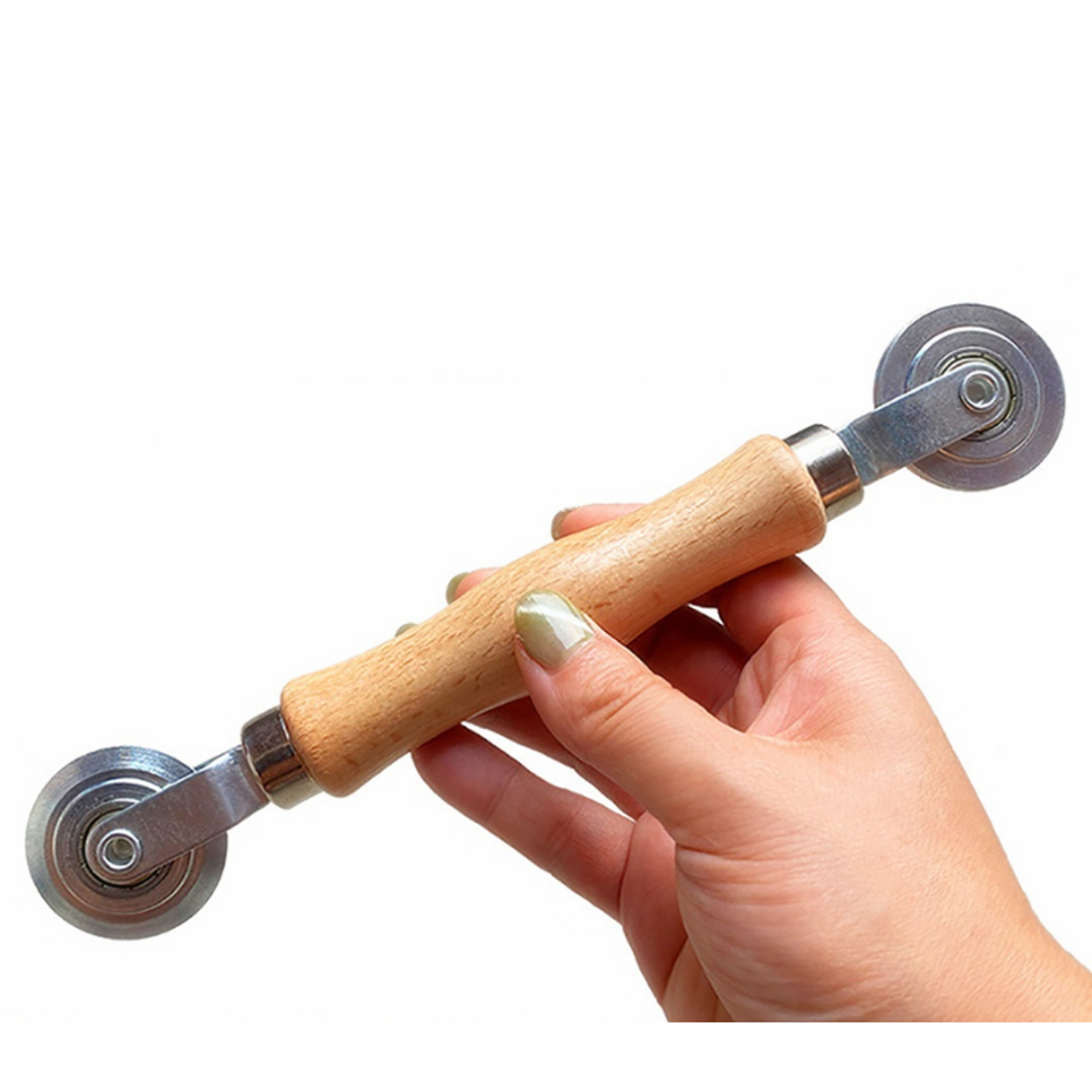Durable Steel Wheels Rolling Tool for Double Window & Screen Door Installation – Wooden Handle Spline Roller – view 2