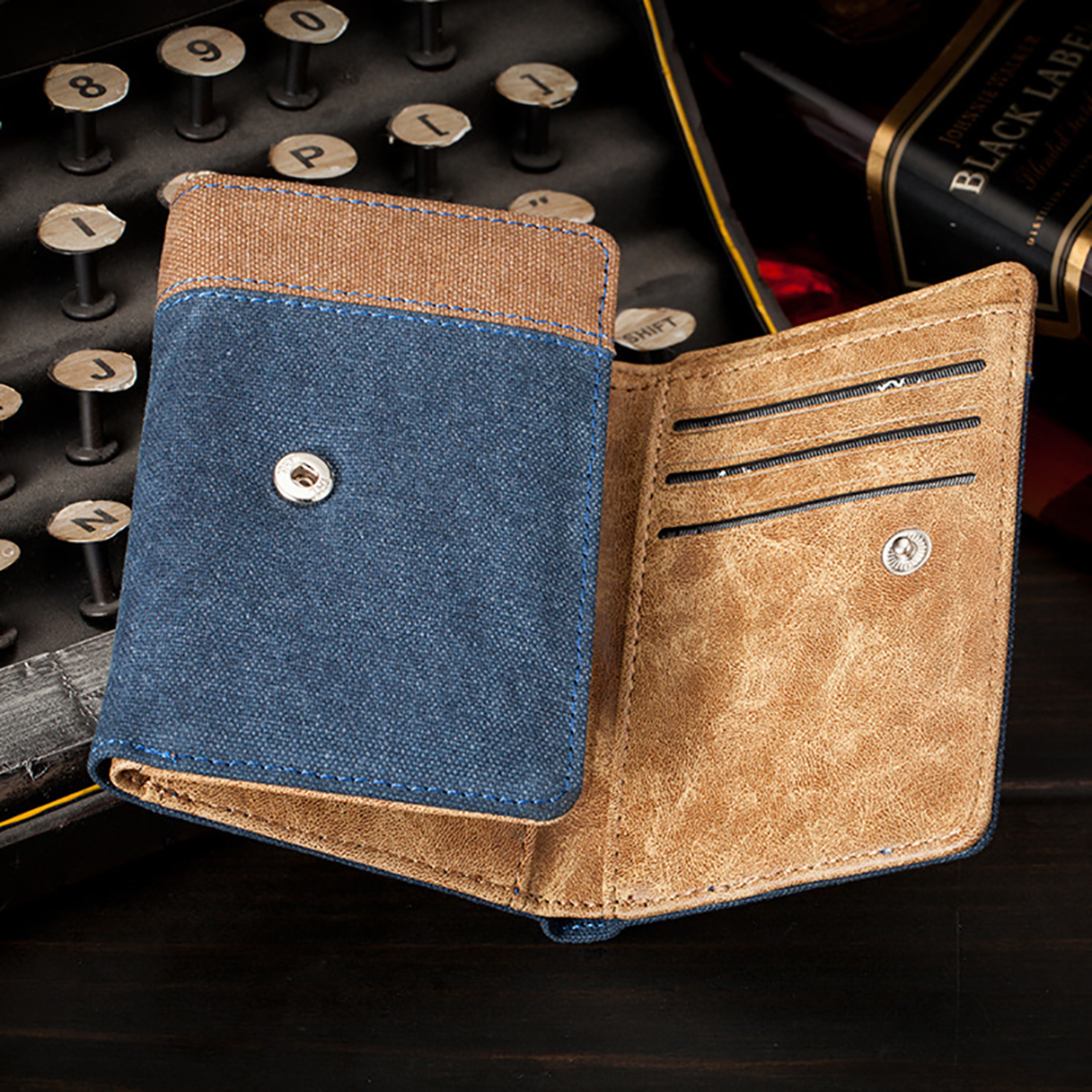 Handmade Men Short Wallet With Card Holders, Vintage Trifold Wallets For Men, Multi Slots Coin Purse Money Bag – view 2