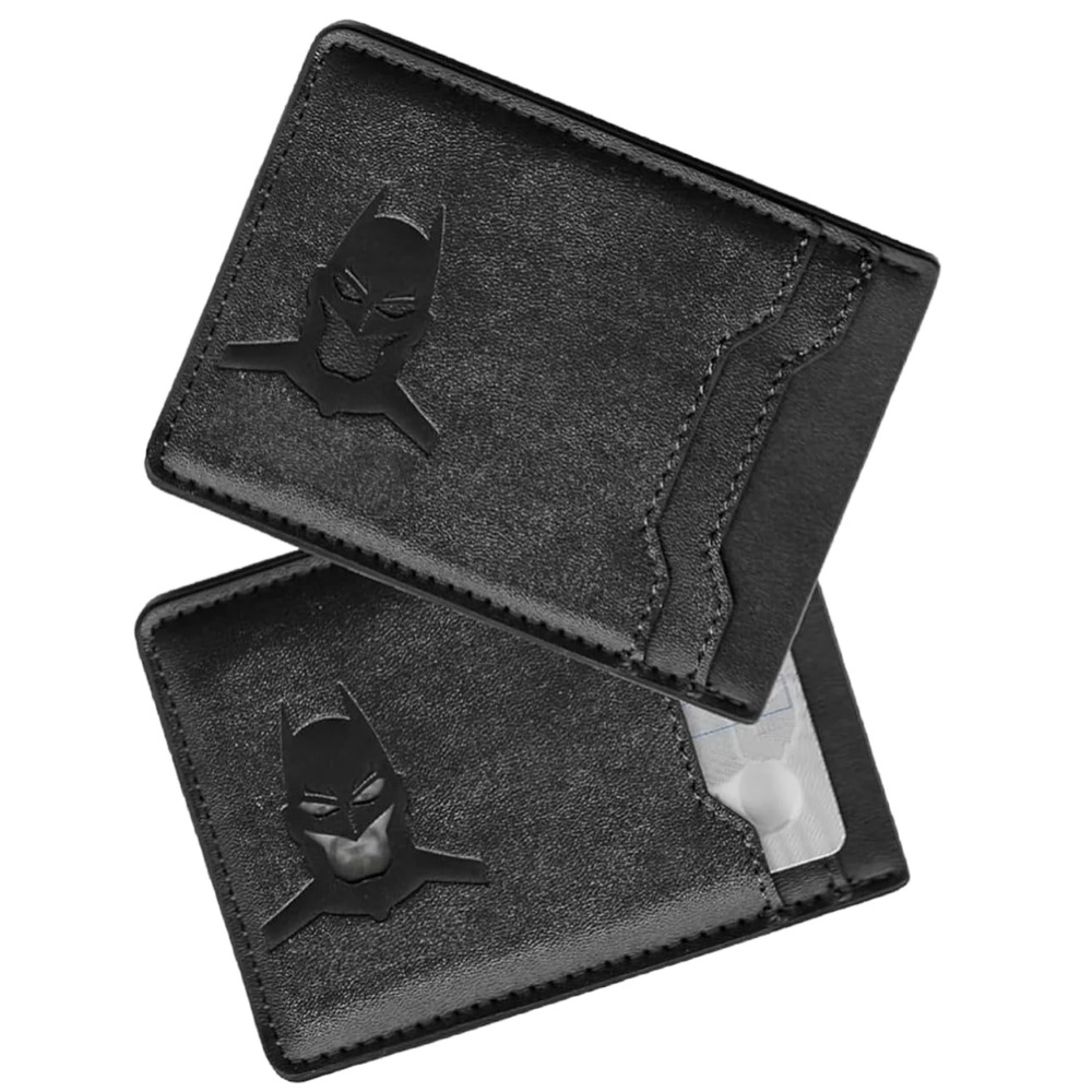 Slim Bat ID Wallet Leather Card Holder Case Wallet, Superhero Mask Gift for Dad, Son, Husband – view 1