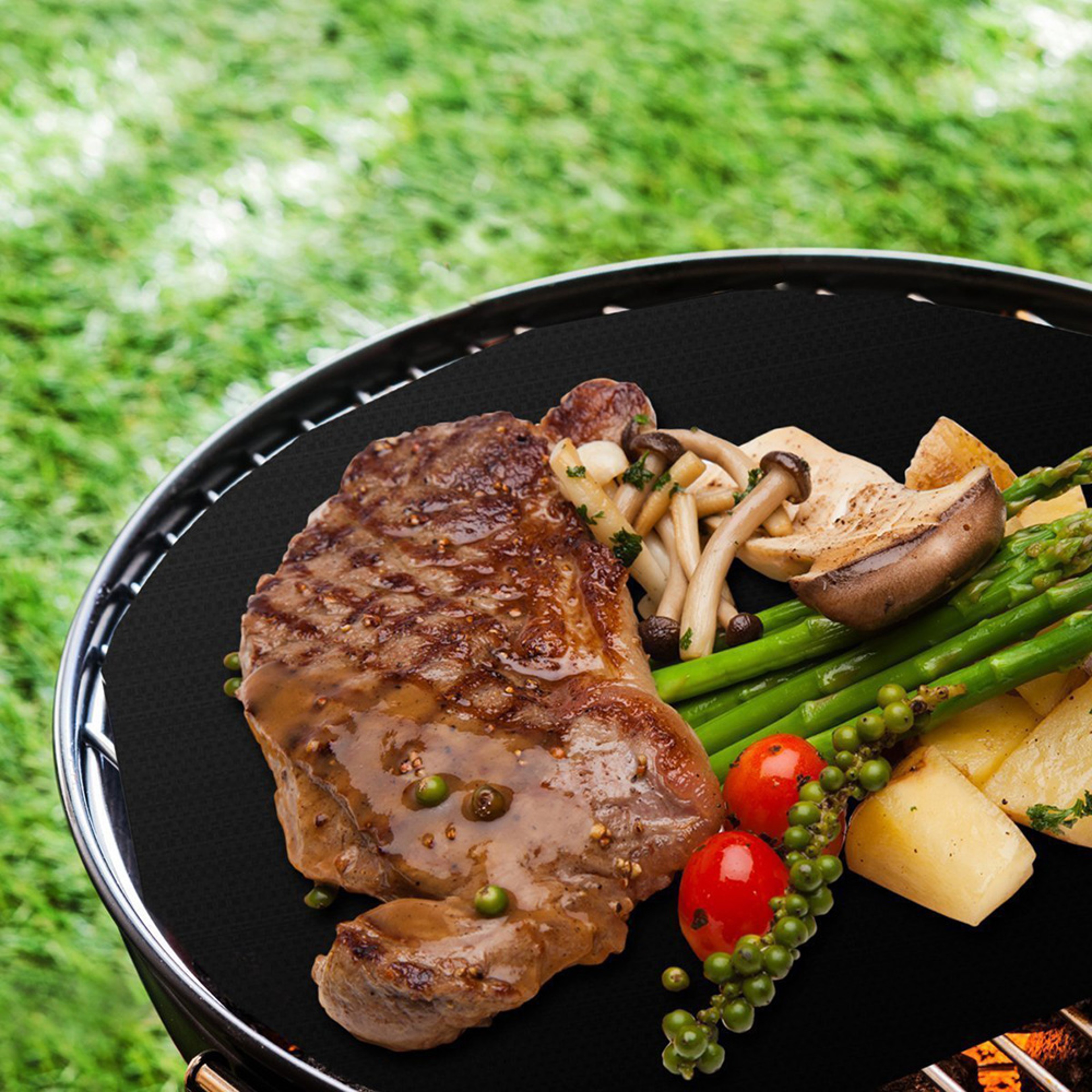 NonStick BBQ Grid Pad For HighTemperature Grilling Reusable  EasytoClean Barbecue Mesh Cooking Mat 2