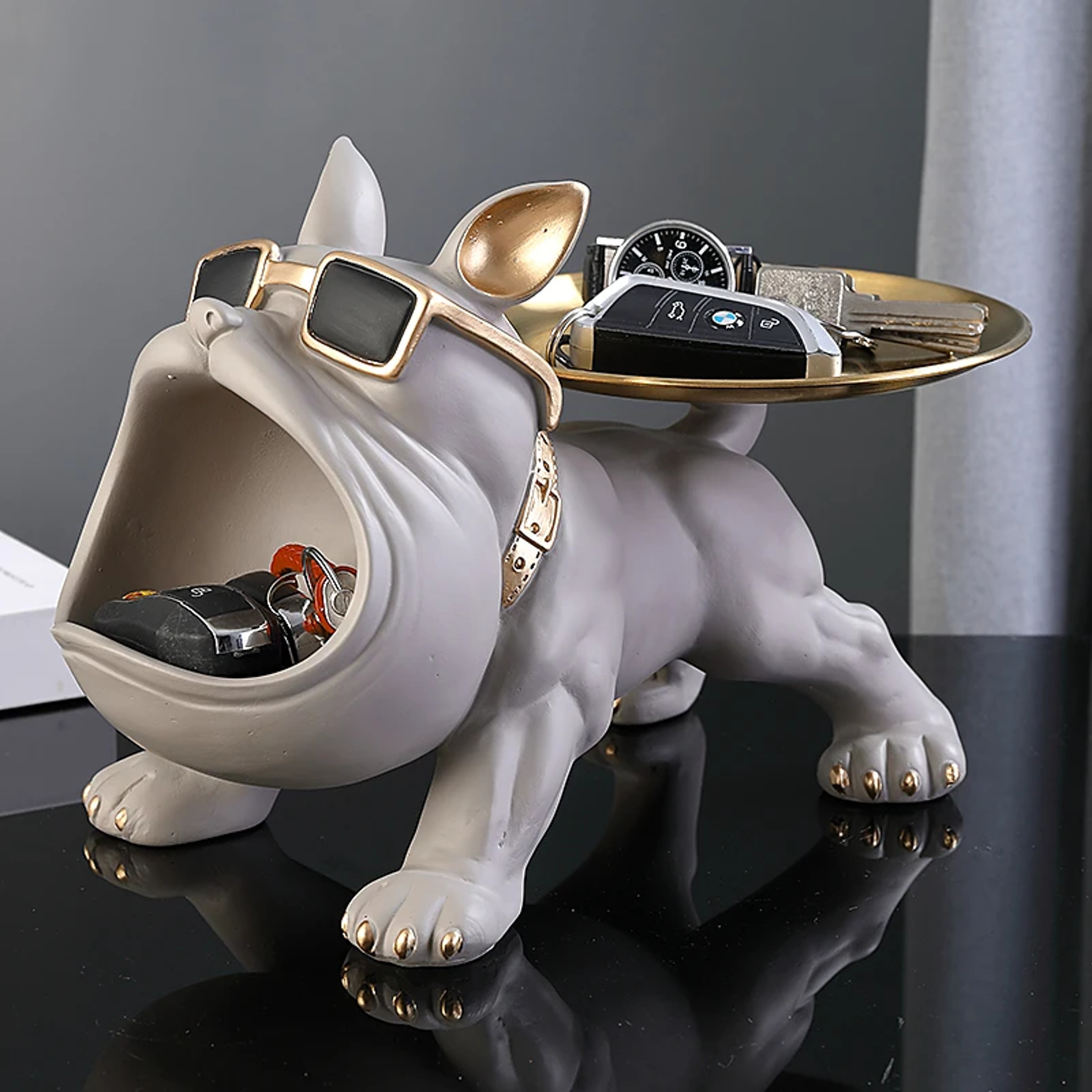 30cm Home Decor Bulldog Figurine, Resin Dog Statue Storage Box Animal Ornament & Art Sculpture for Living Room, Office – view 2
