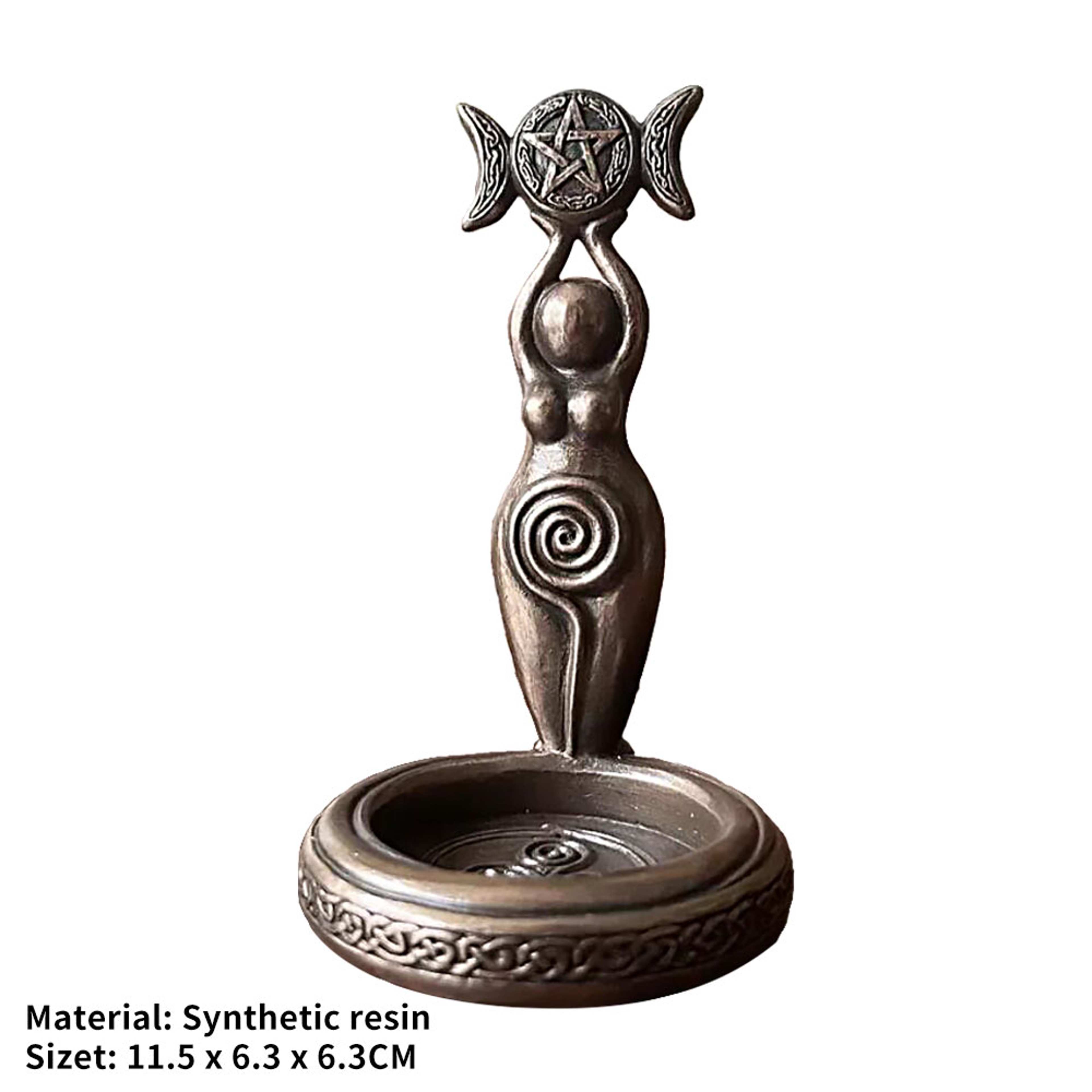 Goddess Triple Moon Tealight Candle Holder Stand Resin Sculpture Candlesticks Home Decor Gift – view 7