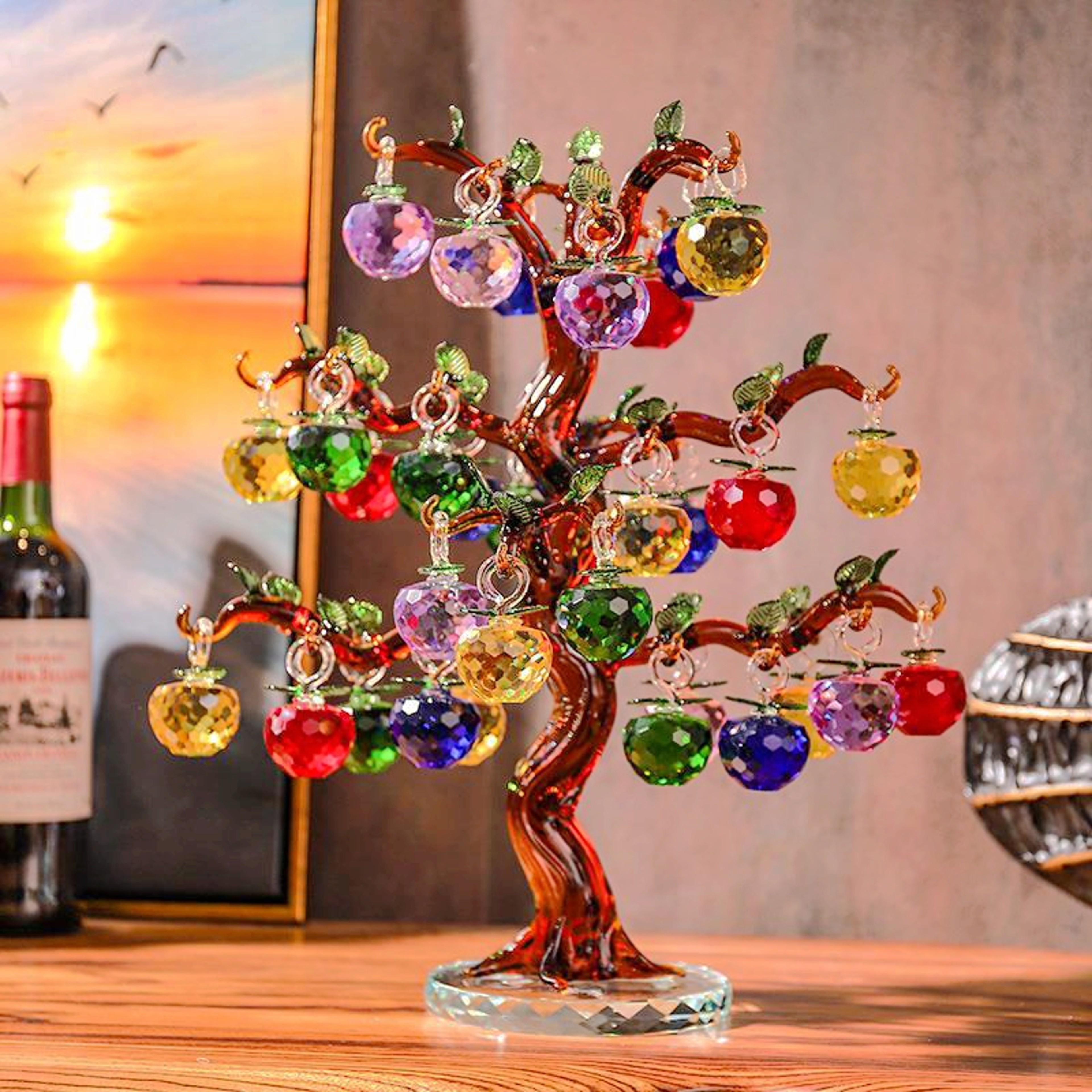 Elegant Crystal Apple Tree Ornament, Feng Shui Glass Apples for Home Decor, Christmas Gift & Collectible Crafts – view 2