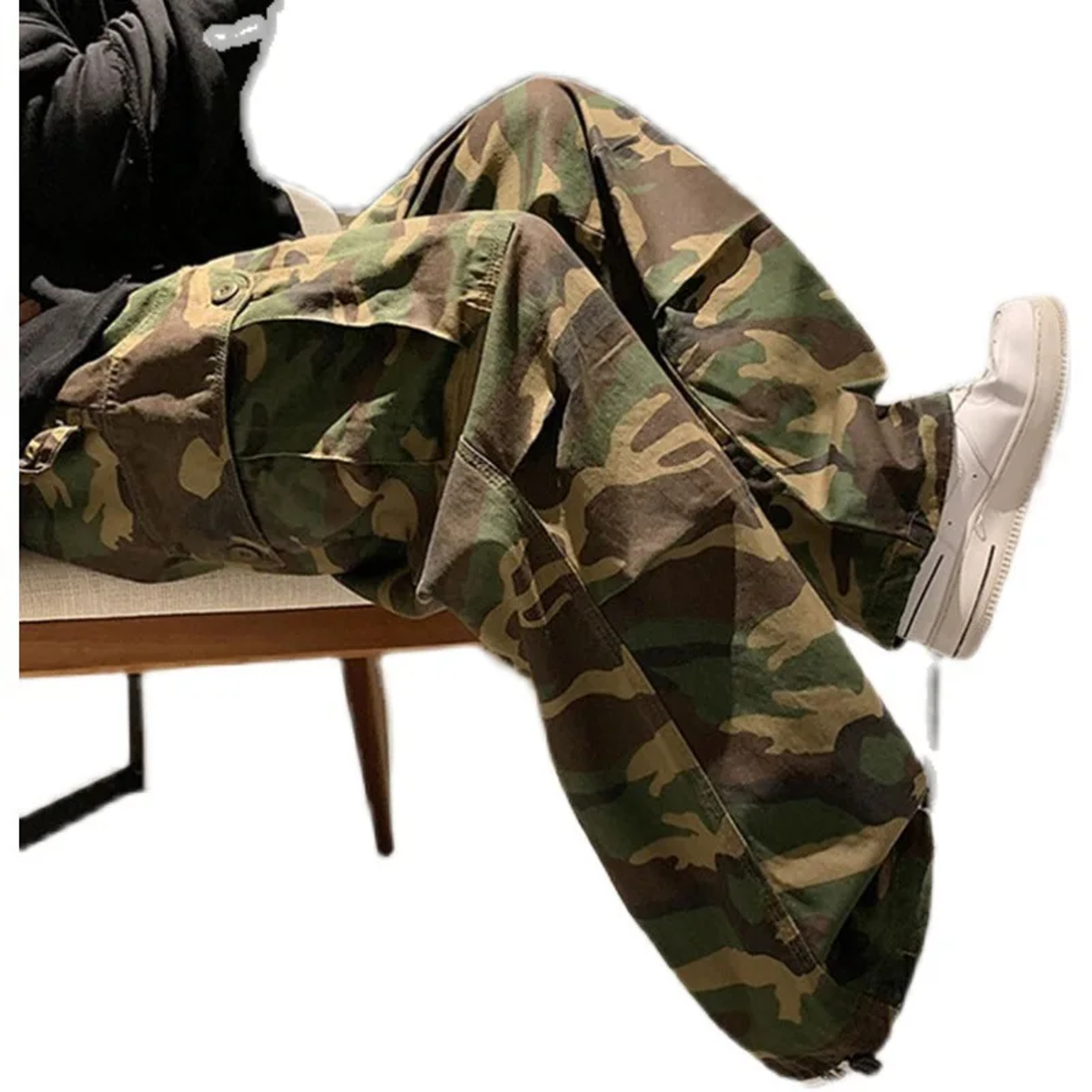 Men Camo Cargo Pants High Waist Loose Fit Straight Leg Streetwear Trousers 4