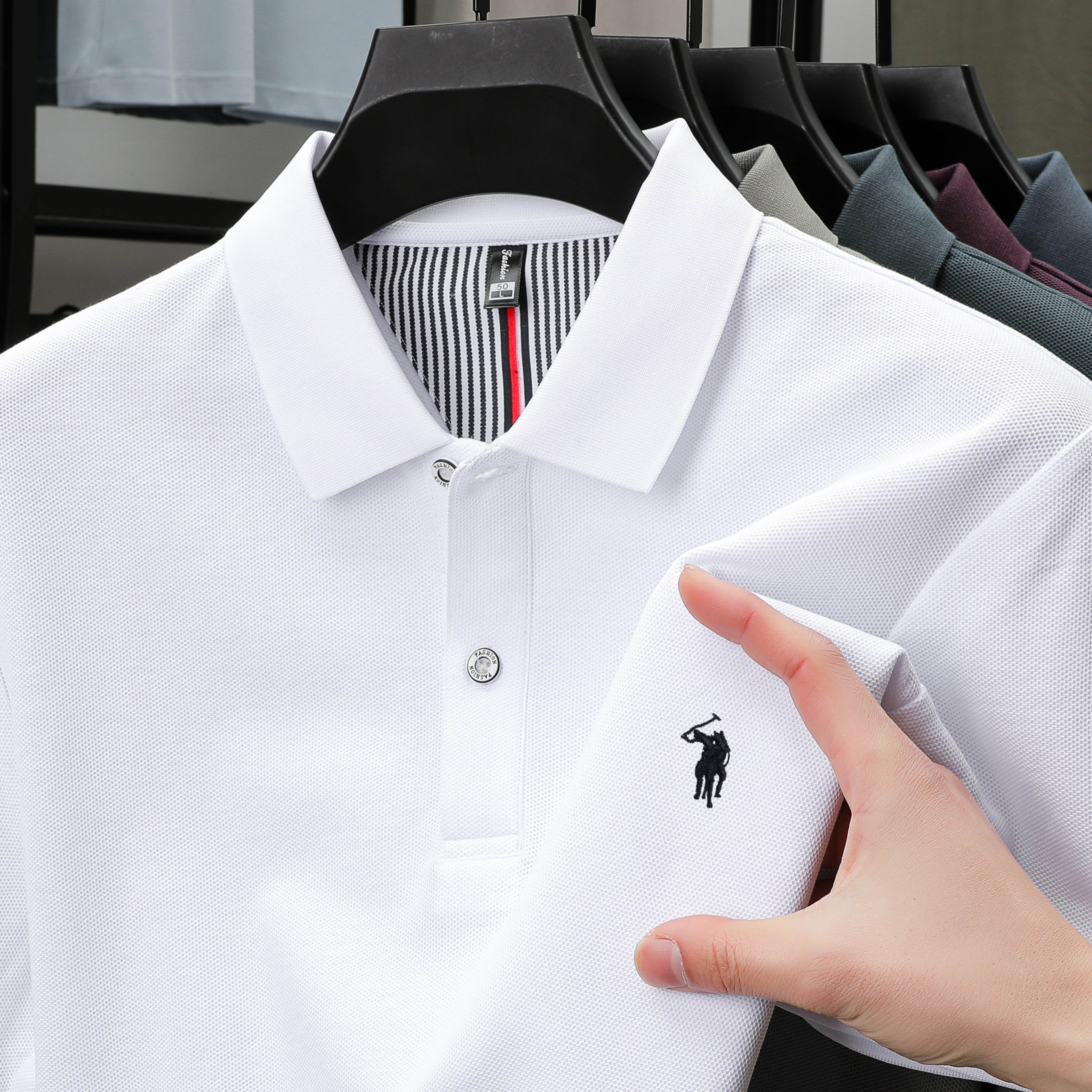 Luxury Cotton Polo Shirt for Men Business Casual Embroidered Summer Tee – view 2