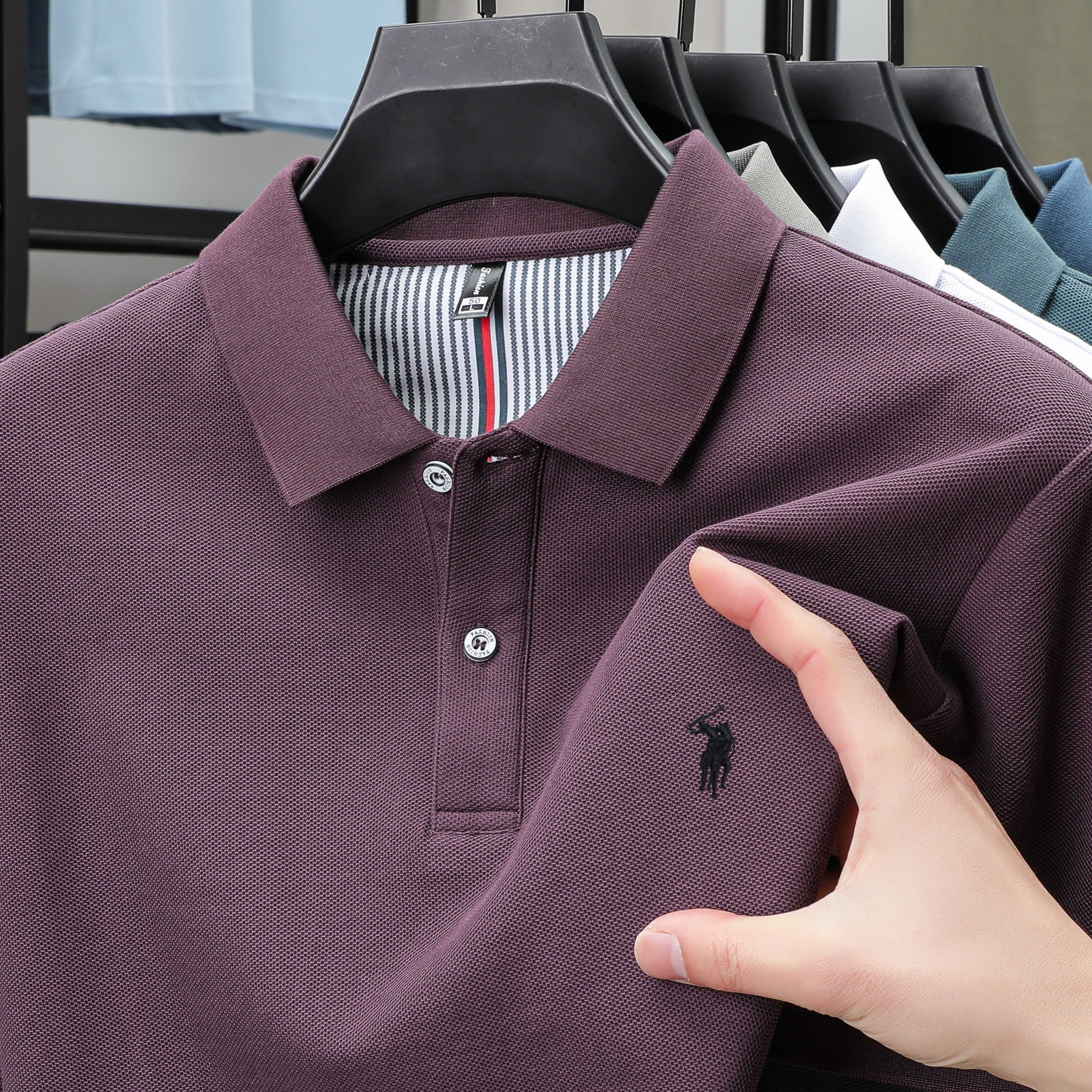 Luxury Cotton Polo Shirt for Men Business Casual Embroidered Summer Tee – view 10
