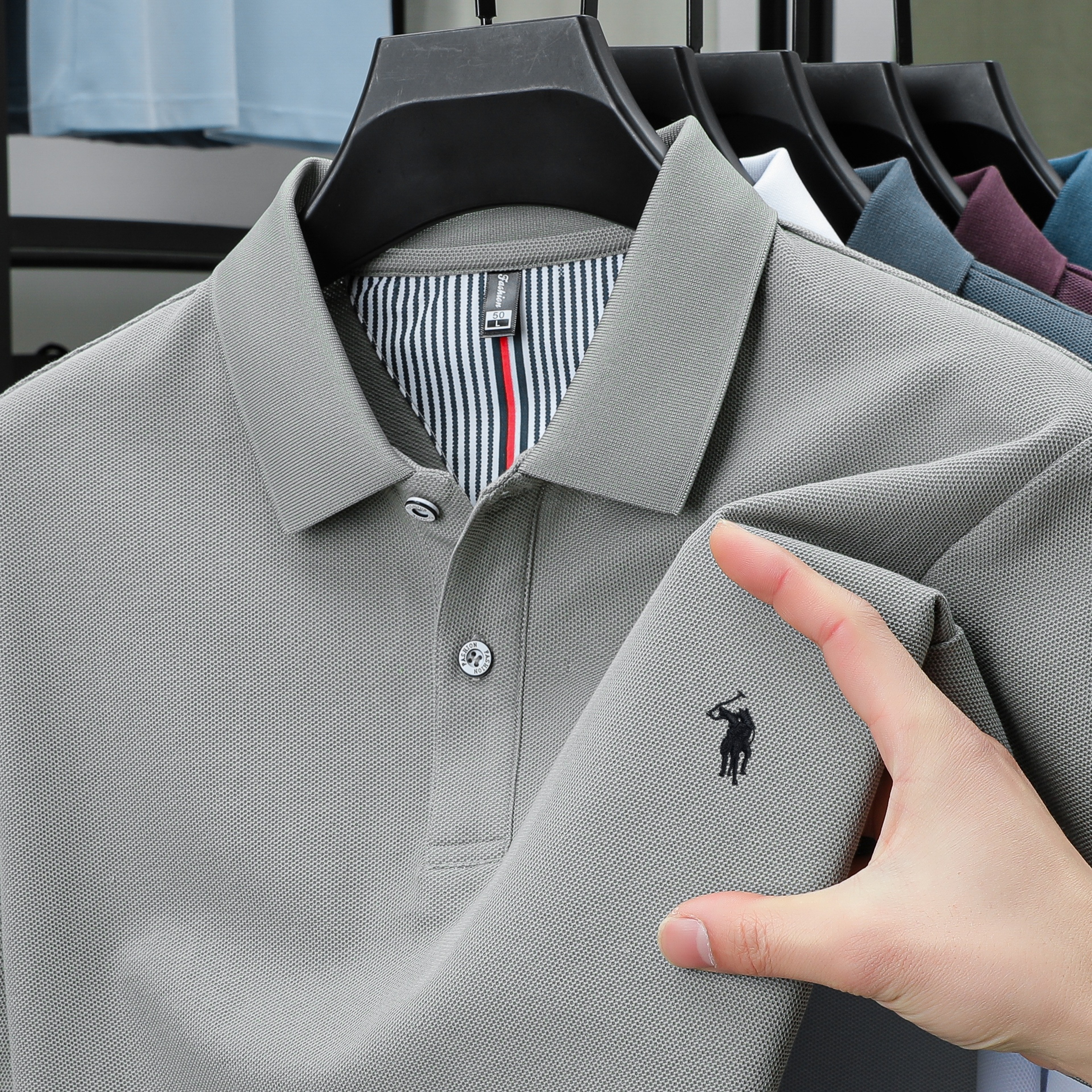 Luxury Cotton Polo Shirt for Men Business Casual Embroidered Summer Tee – view 12