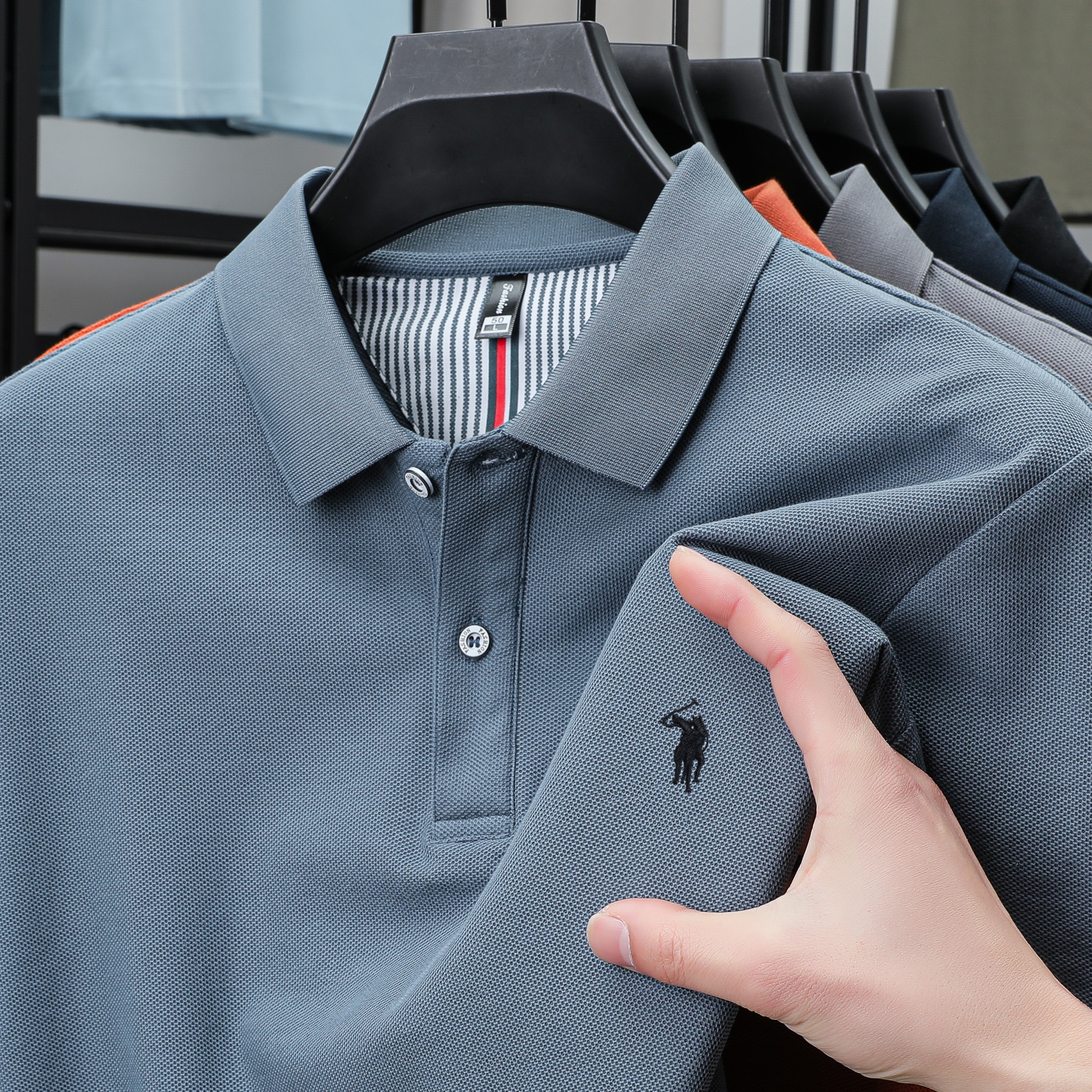 Luxury Cotton Polo Shirt for Men Business Casual Embroidered Summer Tee – view 13