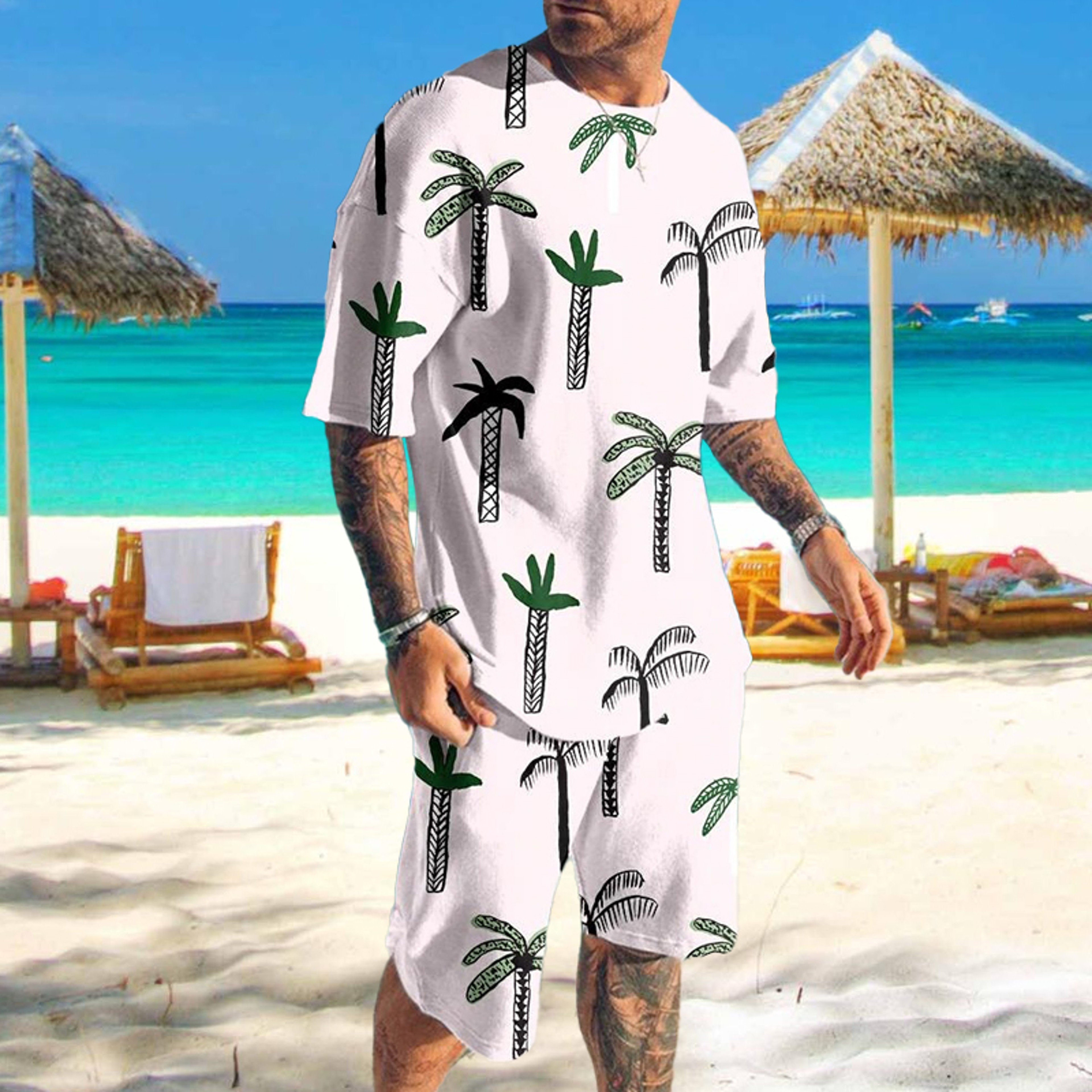 Mens Tracksuit Set, 3D Print 2-Piece T-Shirt & Shorts Casual Sports Suit for Beach, Vacation & Summer 2023 – view 7