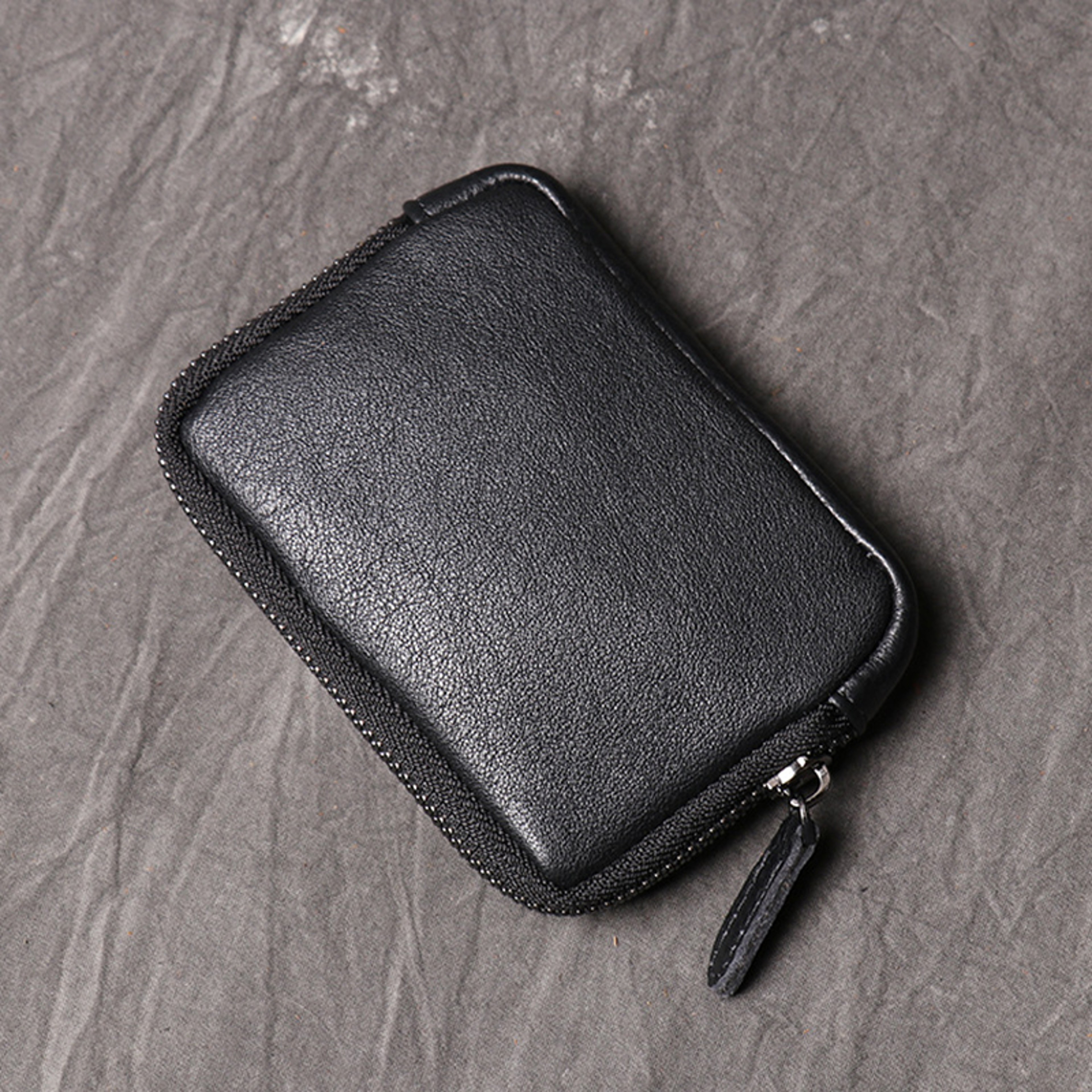 Genuine Leather Wallets for Men Women, Small Zipper Purses, Retro Money Bag, Coin Change Purse, Key Holder Organizer – view 3