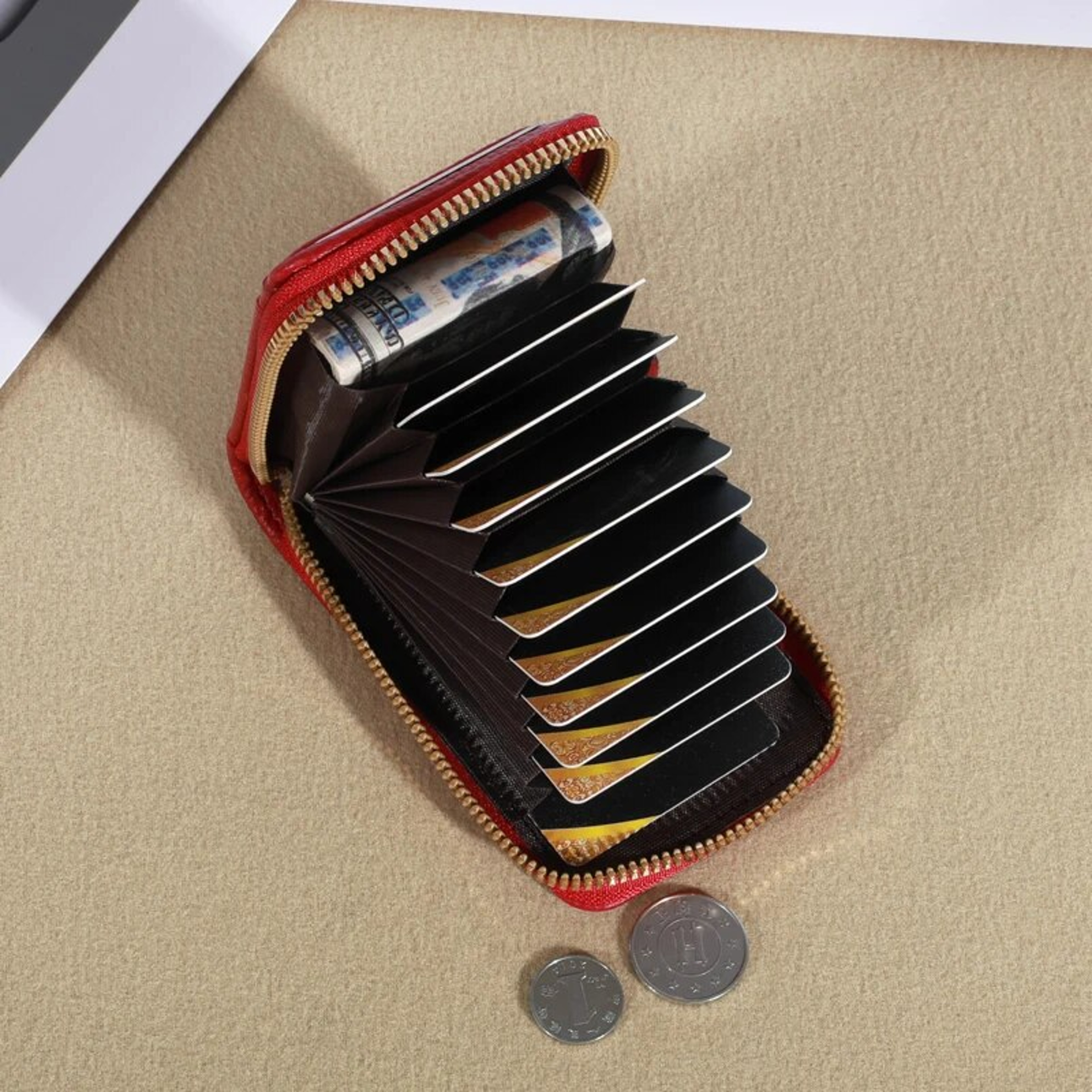 Genuine Leather Men Wallet RFID Blocking, Vintage Credit Card Holder, Zipper Pouch, Slim Money Case – view 2