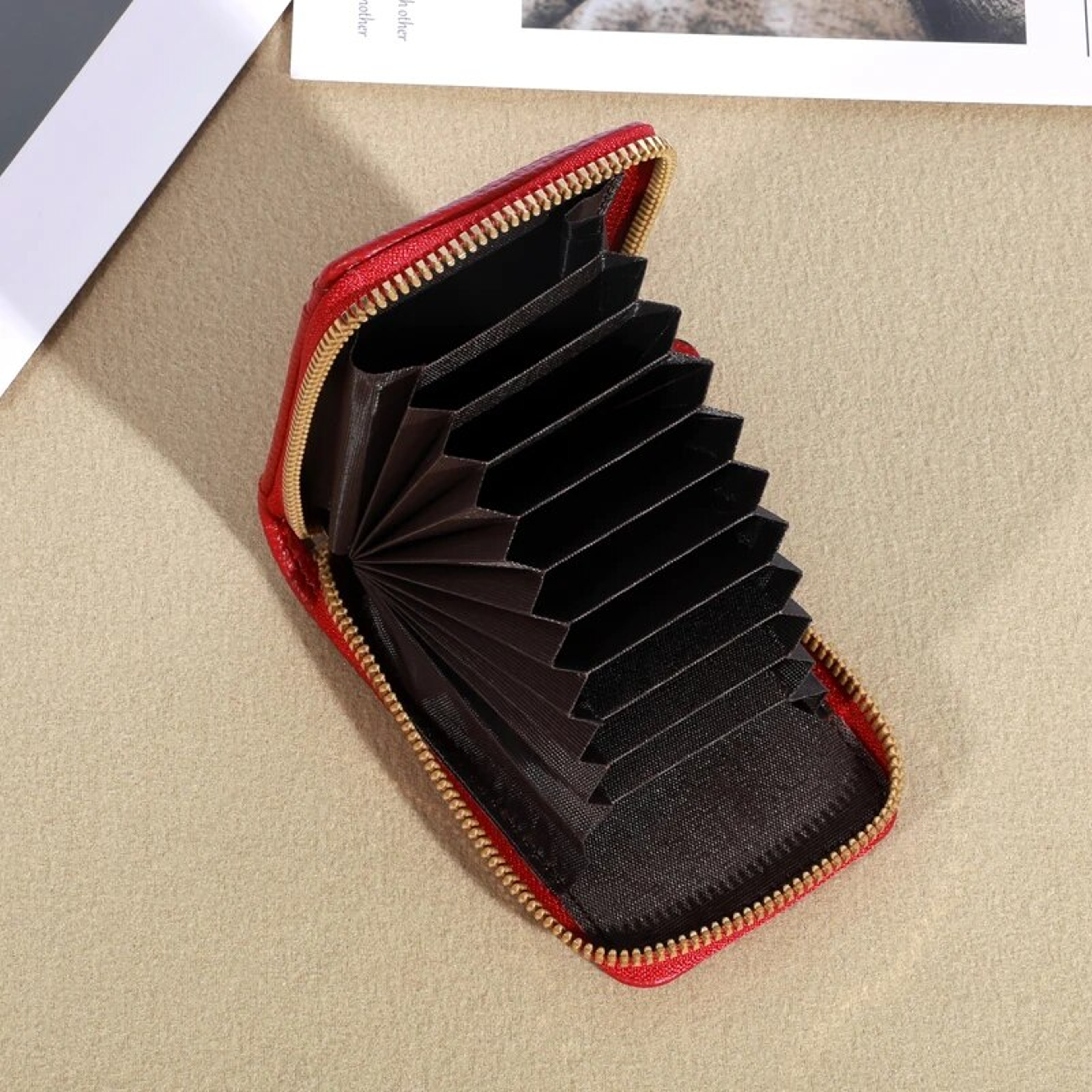 Genuine Leather Men Wallet RFID Blocking, Vintage Credit Card Holder, Zipper Pouch, Slim Money Case – view 3