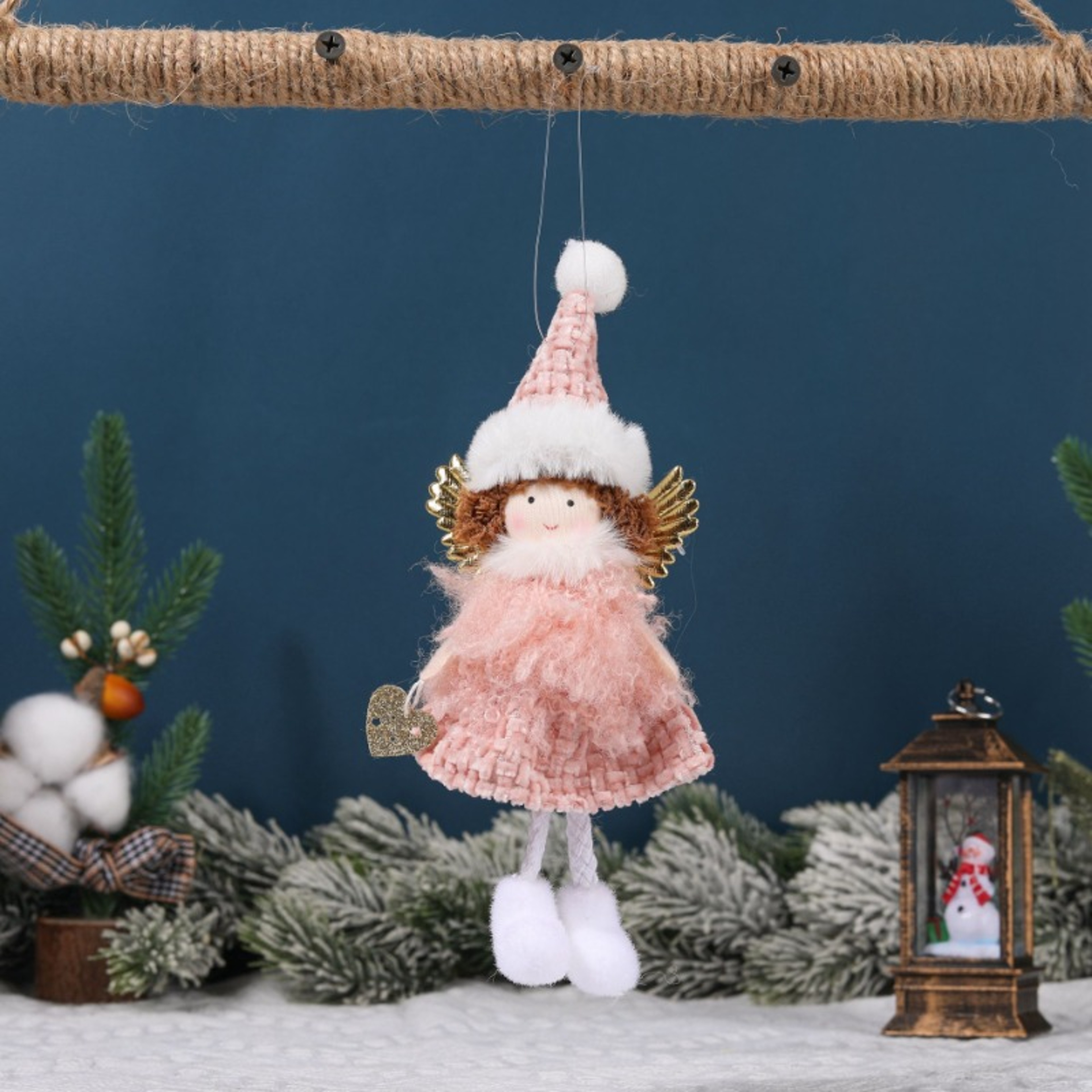 Cute Angel Christmas Doll Pendant Plush Hanging Girl Ornament Xmas Tree Decoration Holiday New Year 9