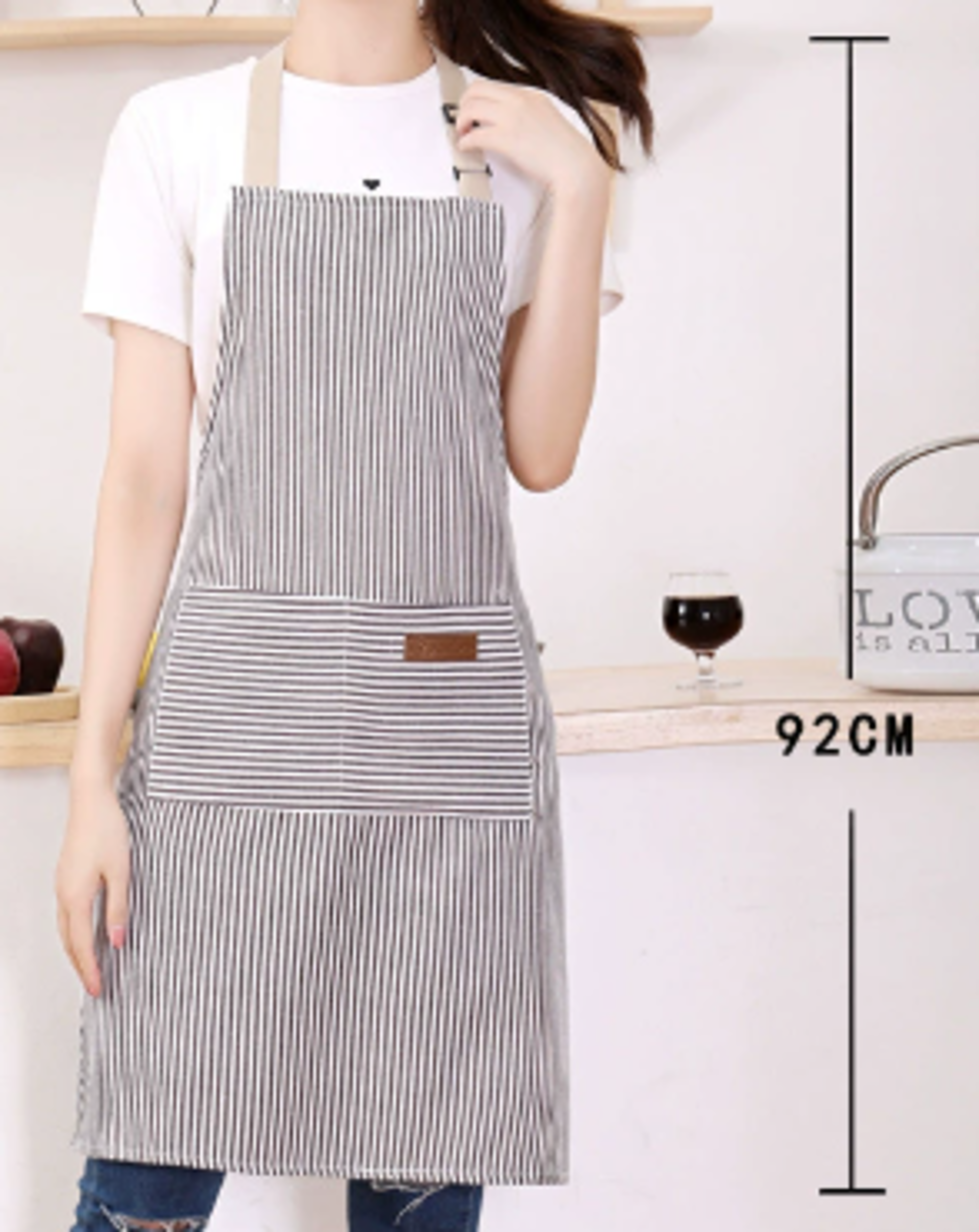 Adjustable Striped Kitchen Apron Set With Pockets For Cooking Baking  Restaurant Work 6