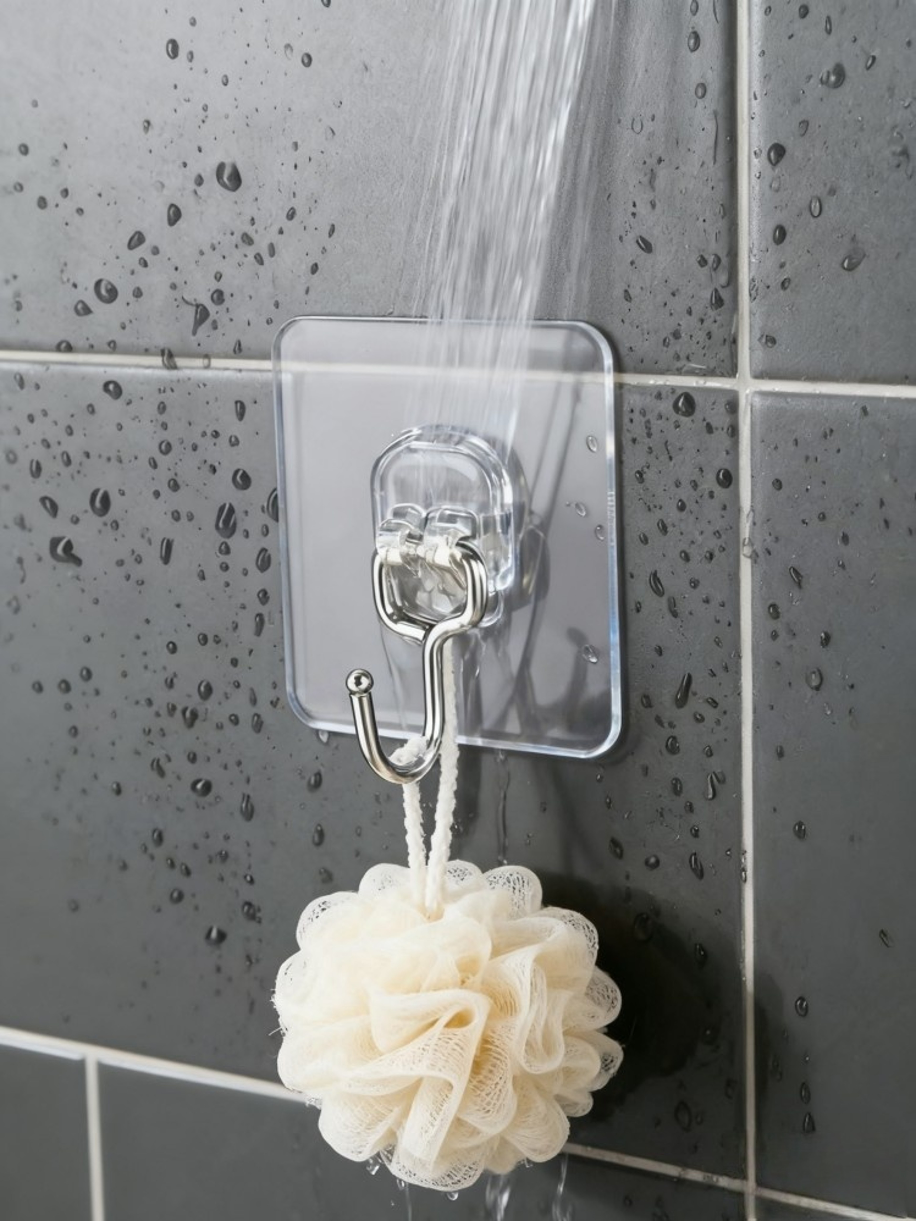 CrystalGrip Waterproof Adhesive Wall Hooks Set Heavy Duty Transparent No Drill Hooks – view 4