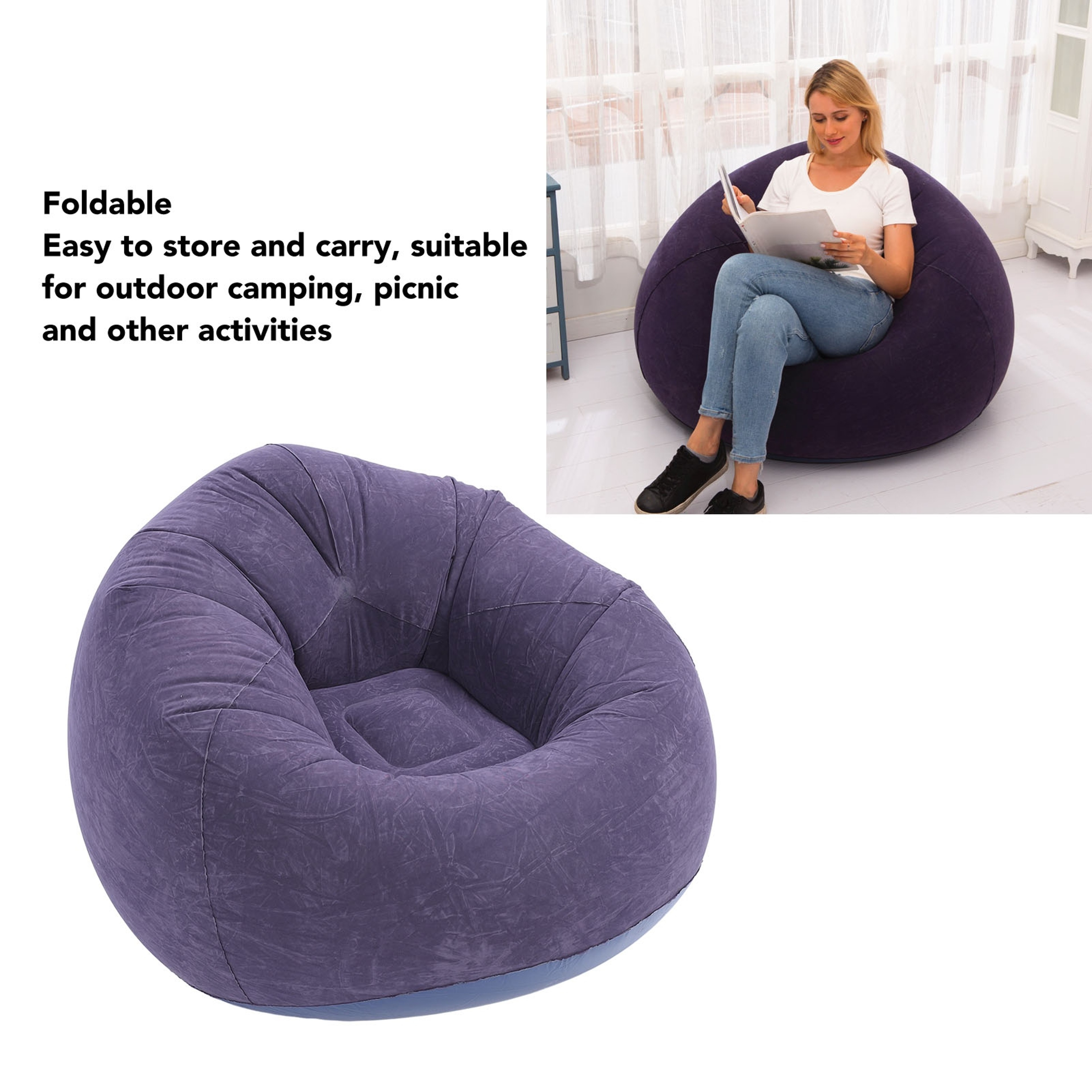 CloudRest Portable Inflatable Lounge Chair with Footrest Air Sofa for Indoor Outdoor Relaxation – view 3