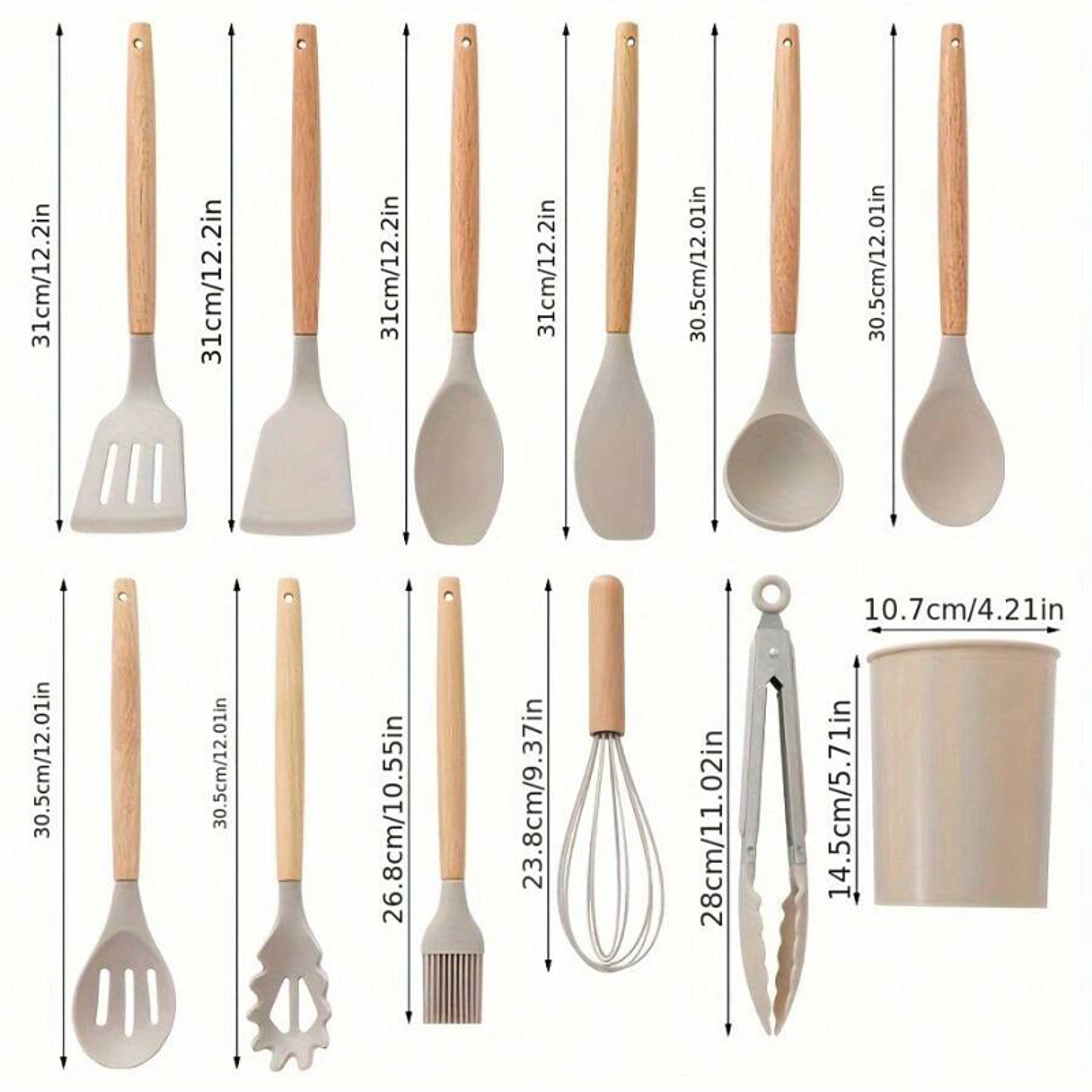 EliteChef Piece Silicone Kitchen Utensils Set with Wooden Handles for Non Stick Cookware – view 6