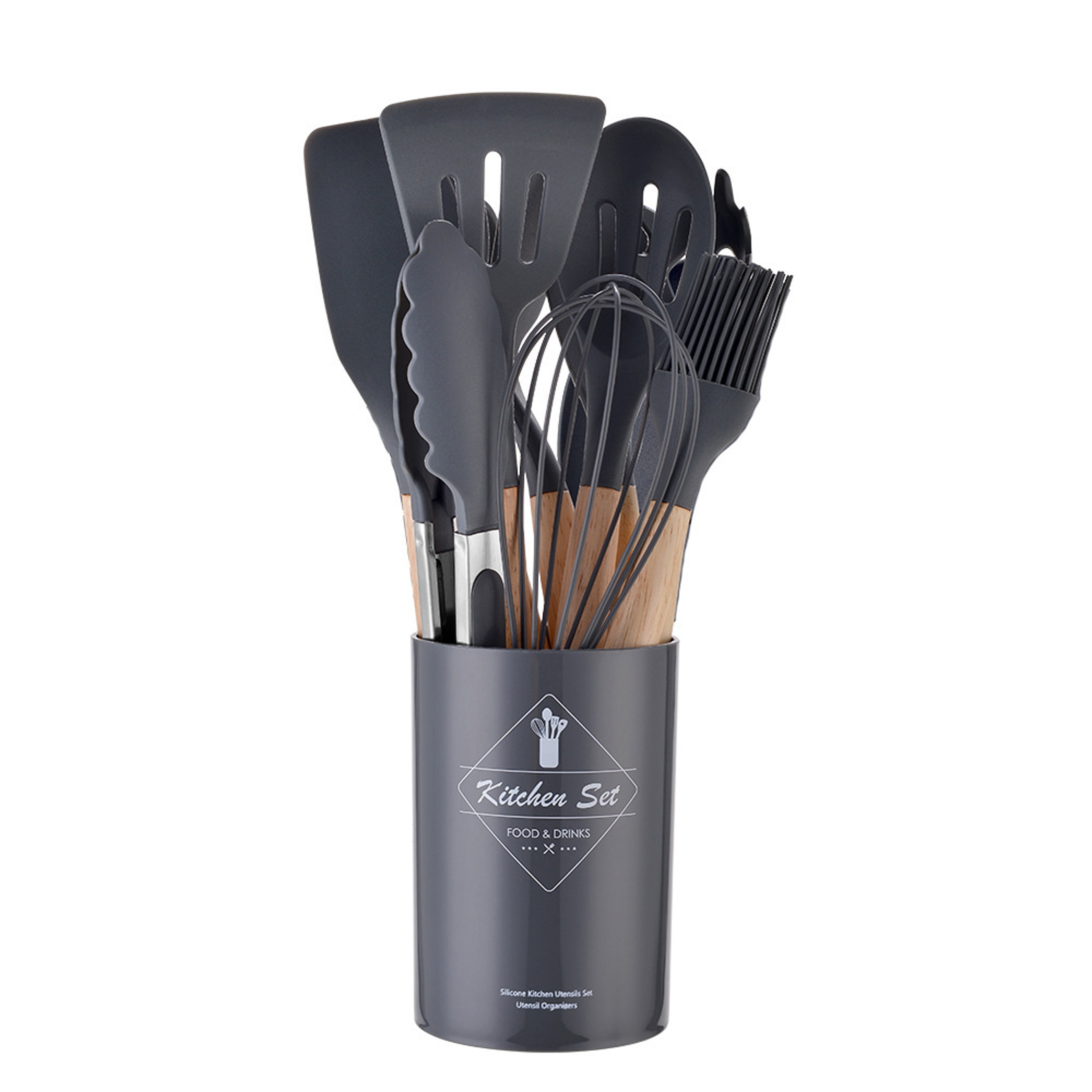 EliteChef Piece Silicone Kitchen Utensils Set with Wooden Handles for Non Stick Cookware – view 9