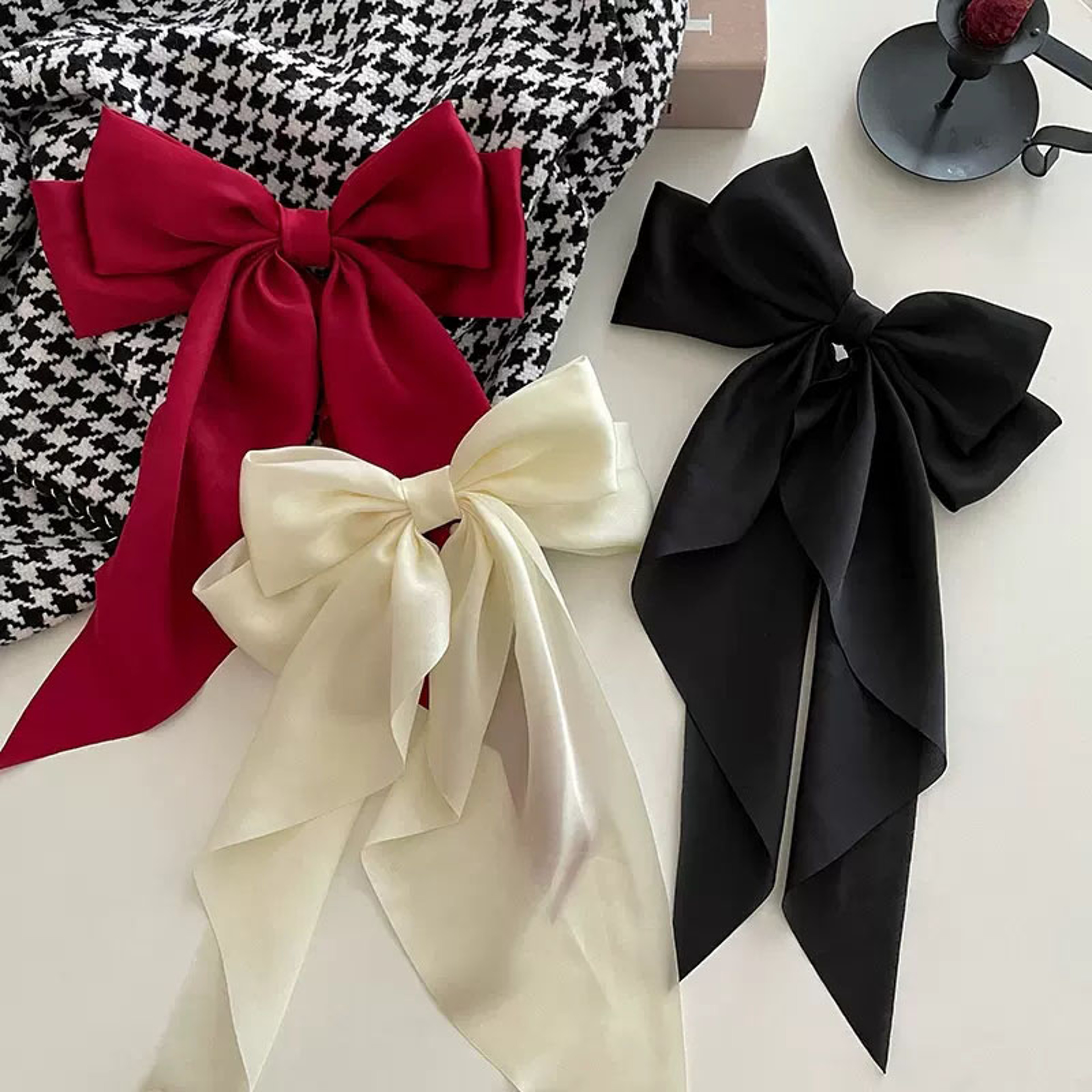 Elegant Large Satin Bow Hair Clip For Women  Girls Stylish Ribbon Hair Accessory 0