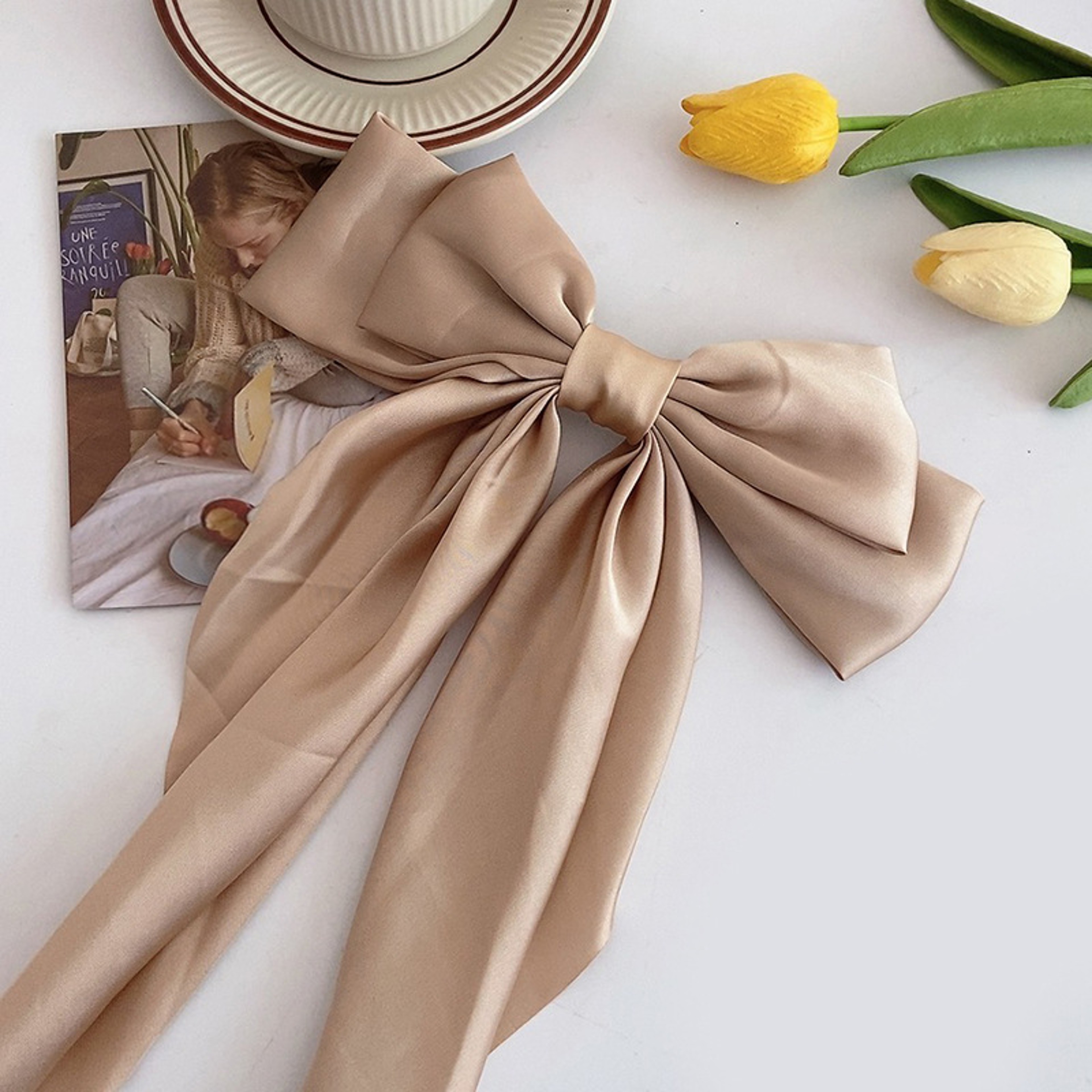 Elegant Large Satin Bow Hair Clip For Women  Girls Stylish Ribbon Hair Accessory 9