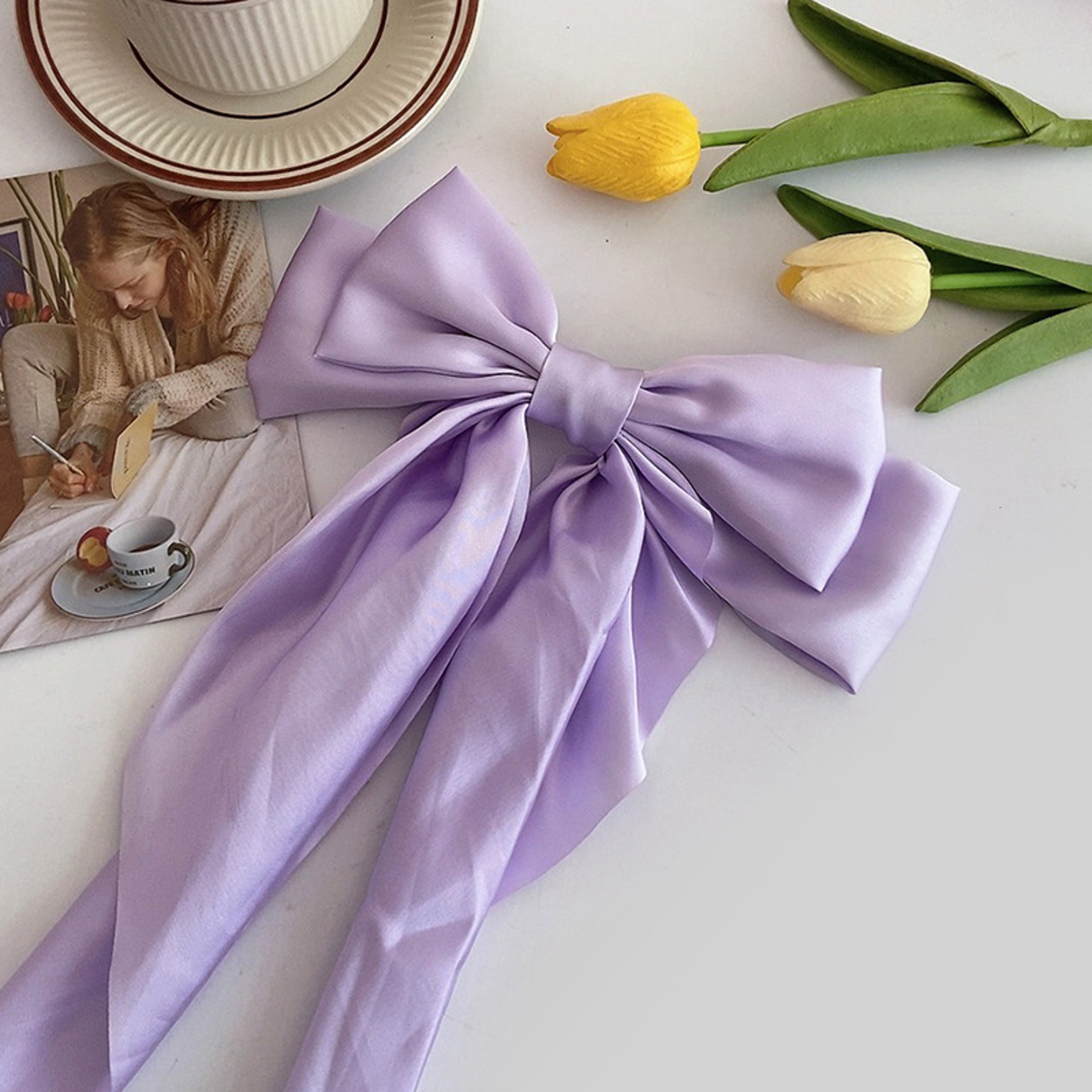 Elegant Large Satin Bow Hair Clip For Women  Girls Stylish Ribbon Hair Accessory 10