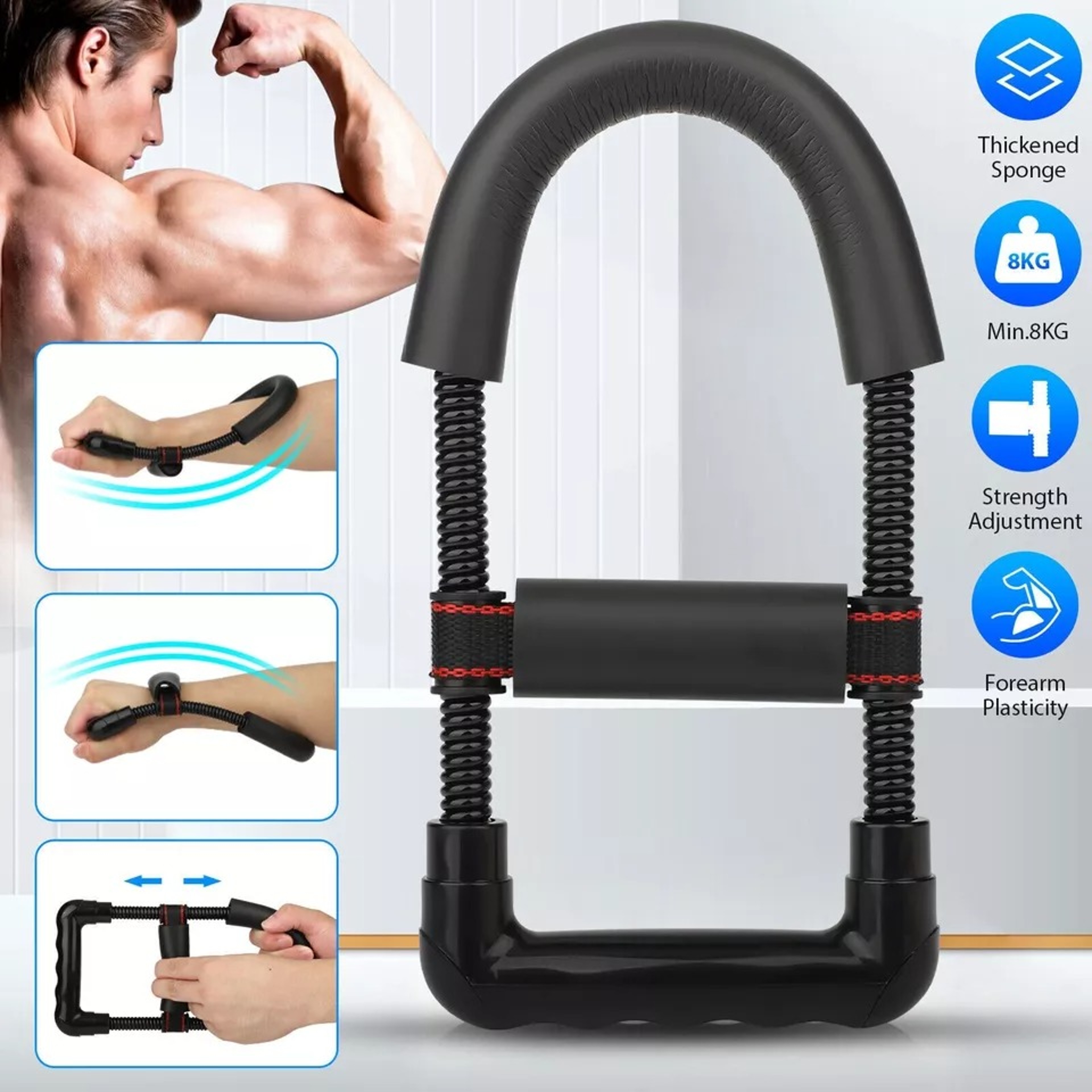 Adjustable wrist strengthener exerciser for forearm muscle trainer gym strength