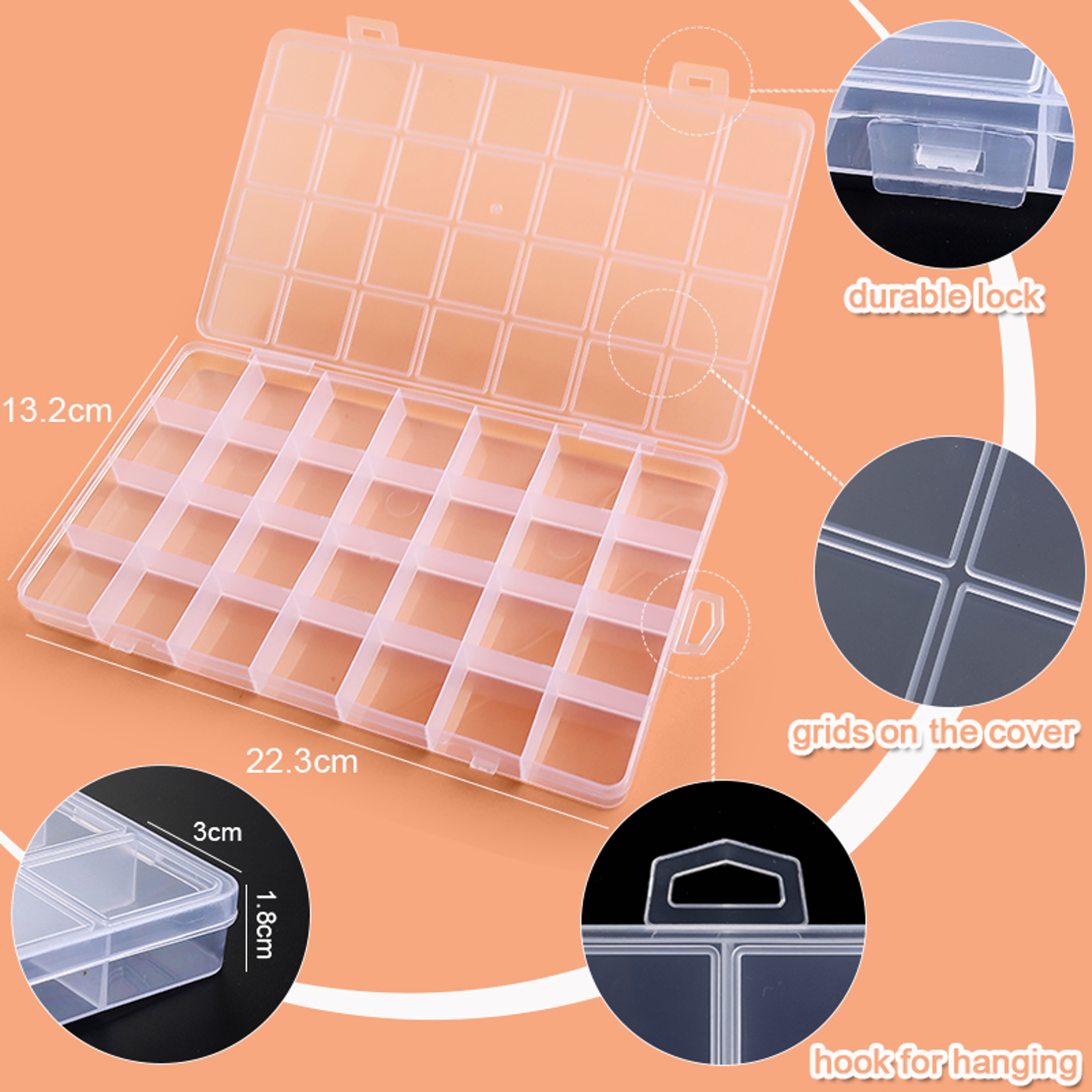 Clear Plastic Organizer Box, Transparent Storage Container, Jewelry Box, Empty Earring Storage Display for Beads – view 3