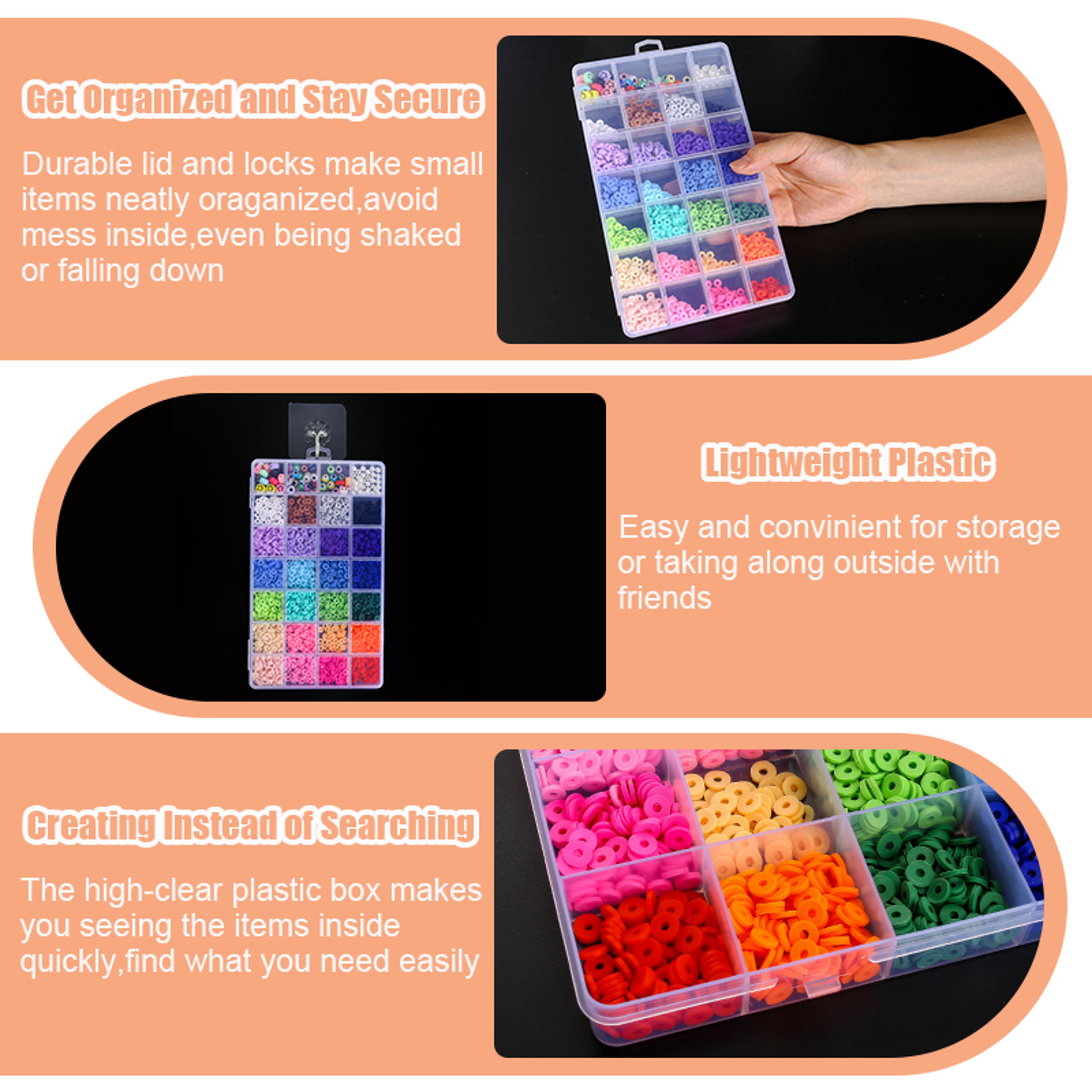 Clear Plastic Organizer Box, Transparent Storage Container, Jewelry Box, Empty Earring Storage Display for Beads – view 4
