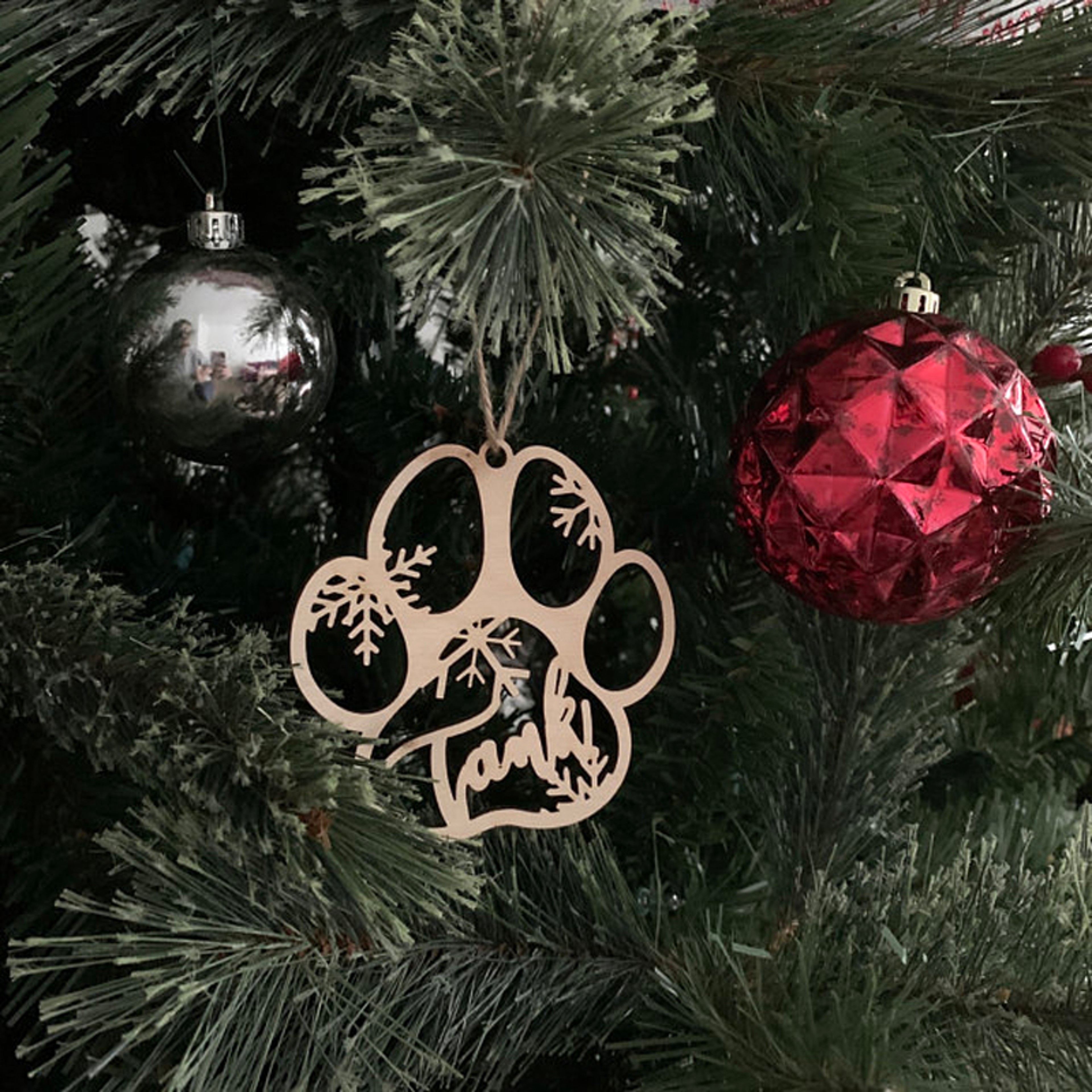 Custom Dog Paw Charm, Personalized Christmas Tree Ornament, Christmas Decoration Kids Gift, Gift Idea For Christmas – view 2
